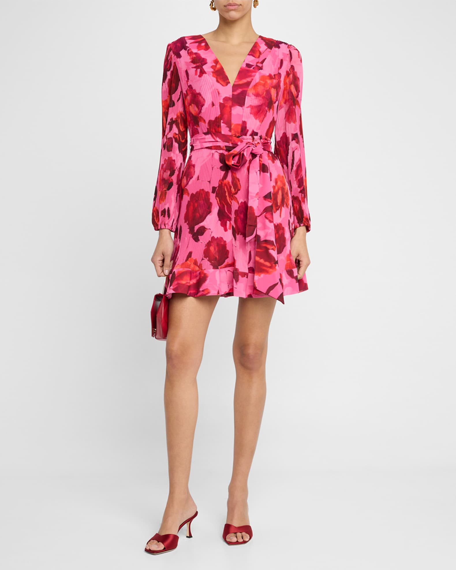 Liv Pleated Floral-Print Mini Dress 1