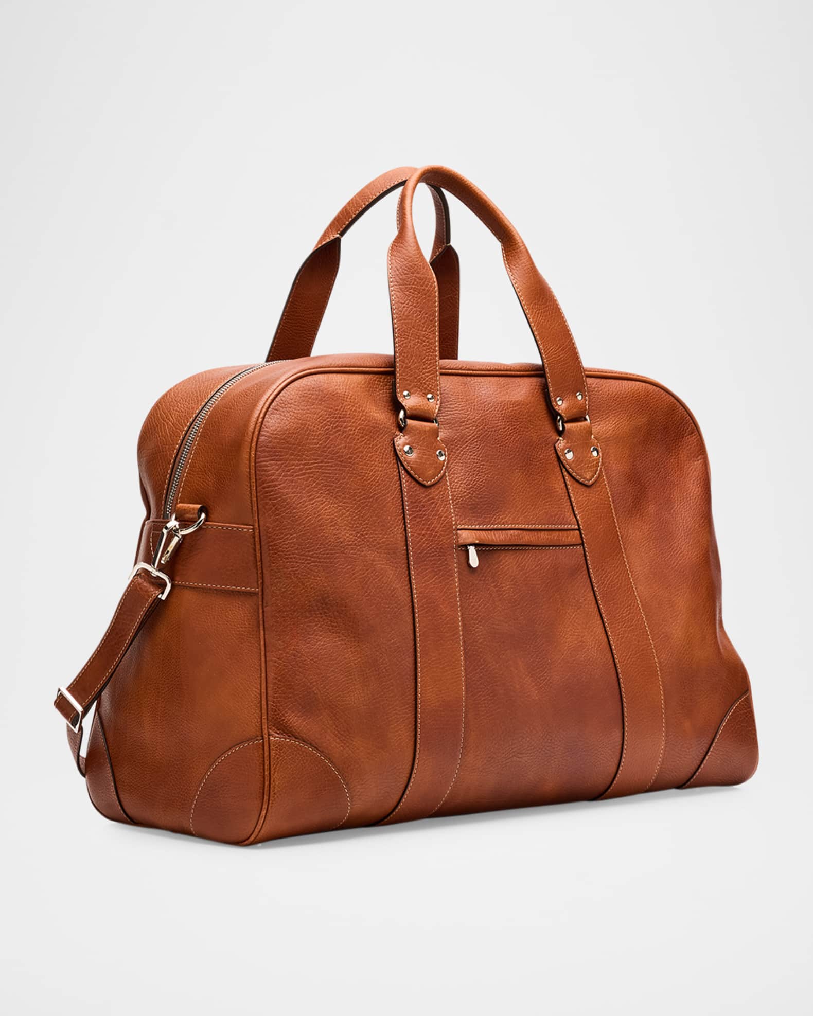 Brunello Cucinelli Men's Grained Leather Travel Duffel Bag