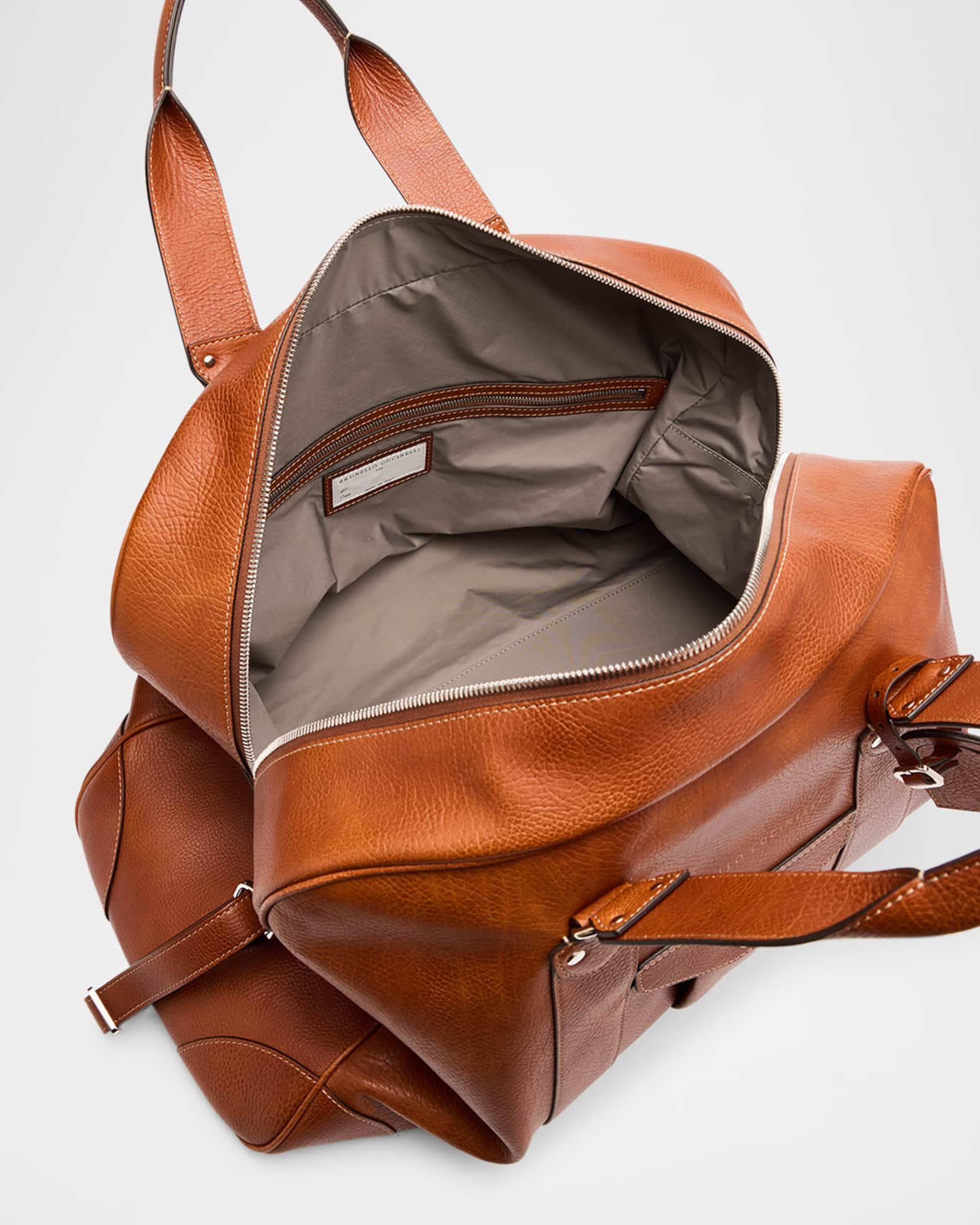Brunello Cucinelli Men's Grained Leather Travel Duffel Bag