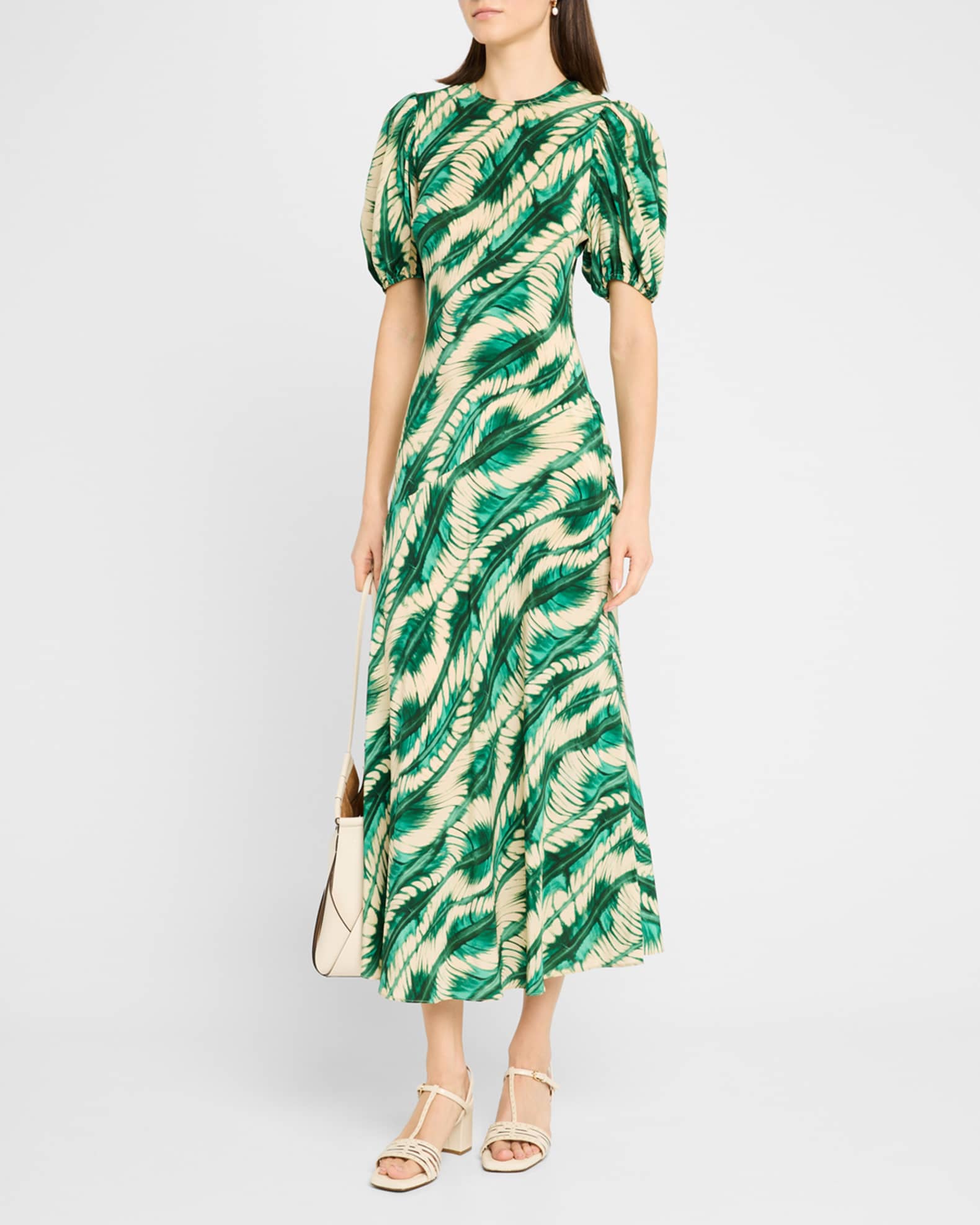 Ines Puff-Sleeve Midi Dress 1