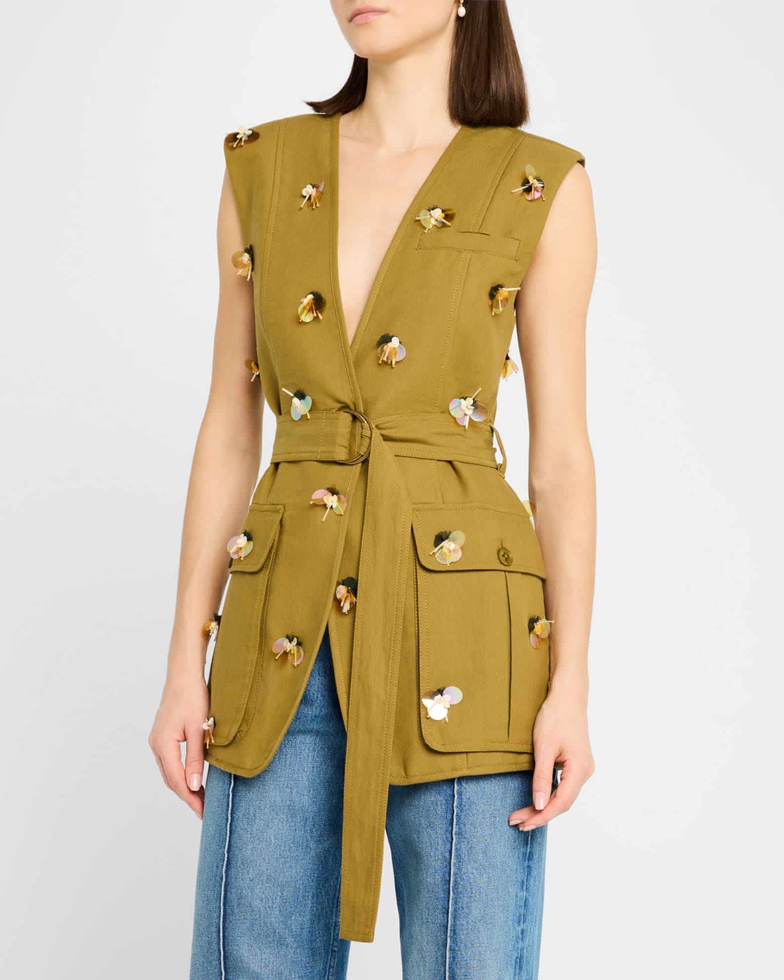 人気デザイナー Ulla Marcus Neiman | Vest Wrap Embellished Twyla Johnson トップス