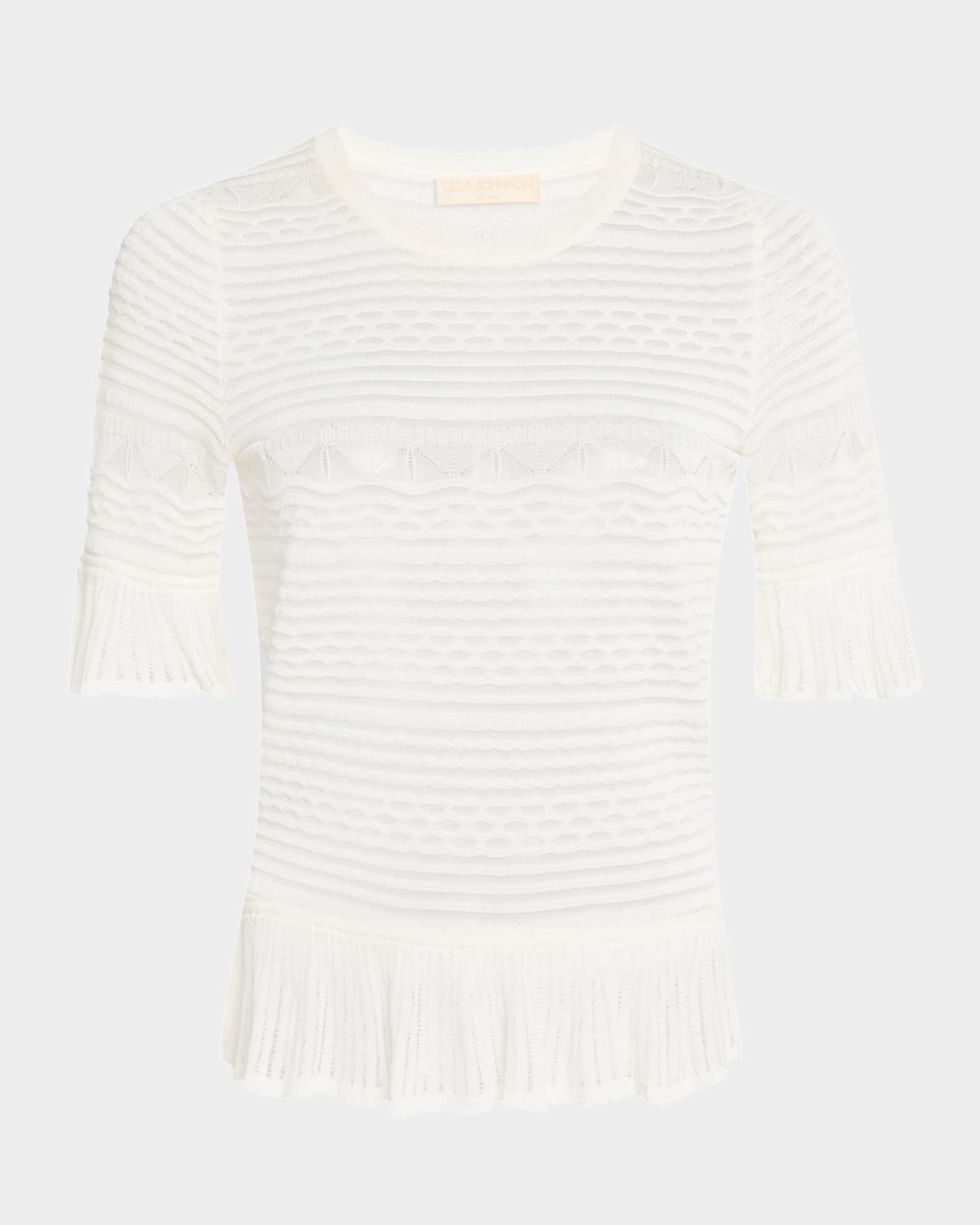 Flora Semi-Sheer Textural Knit Top 0