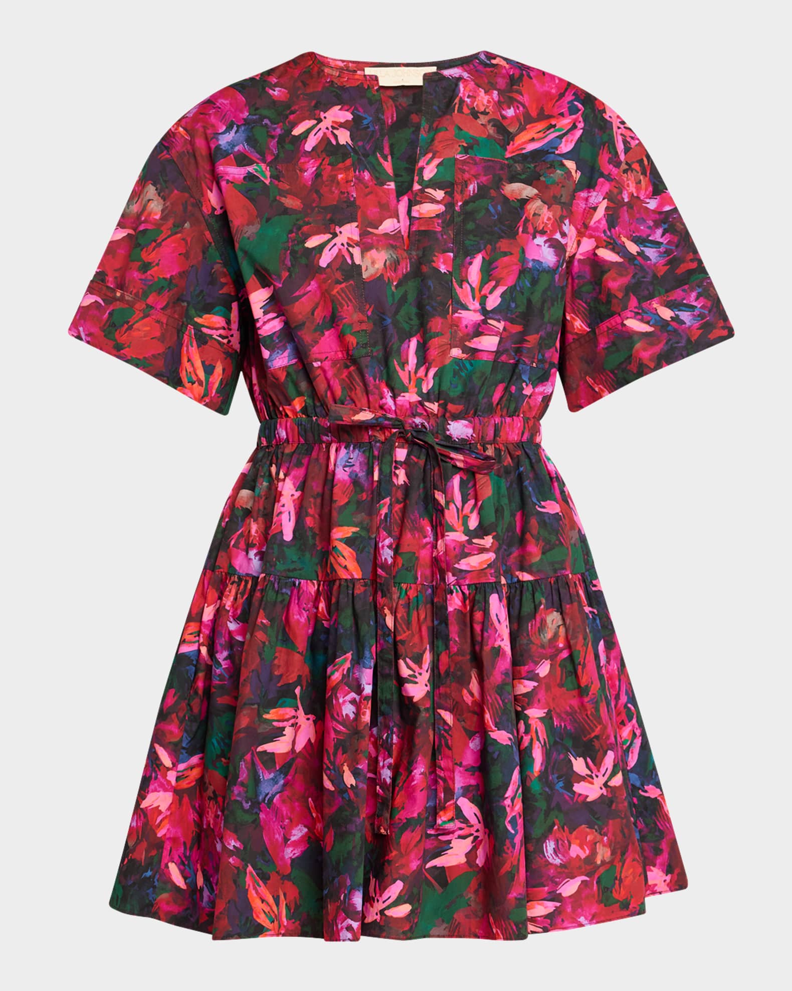 Nadira Floral Short-Sleeve Mini Dress 0