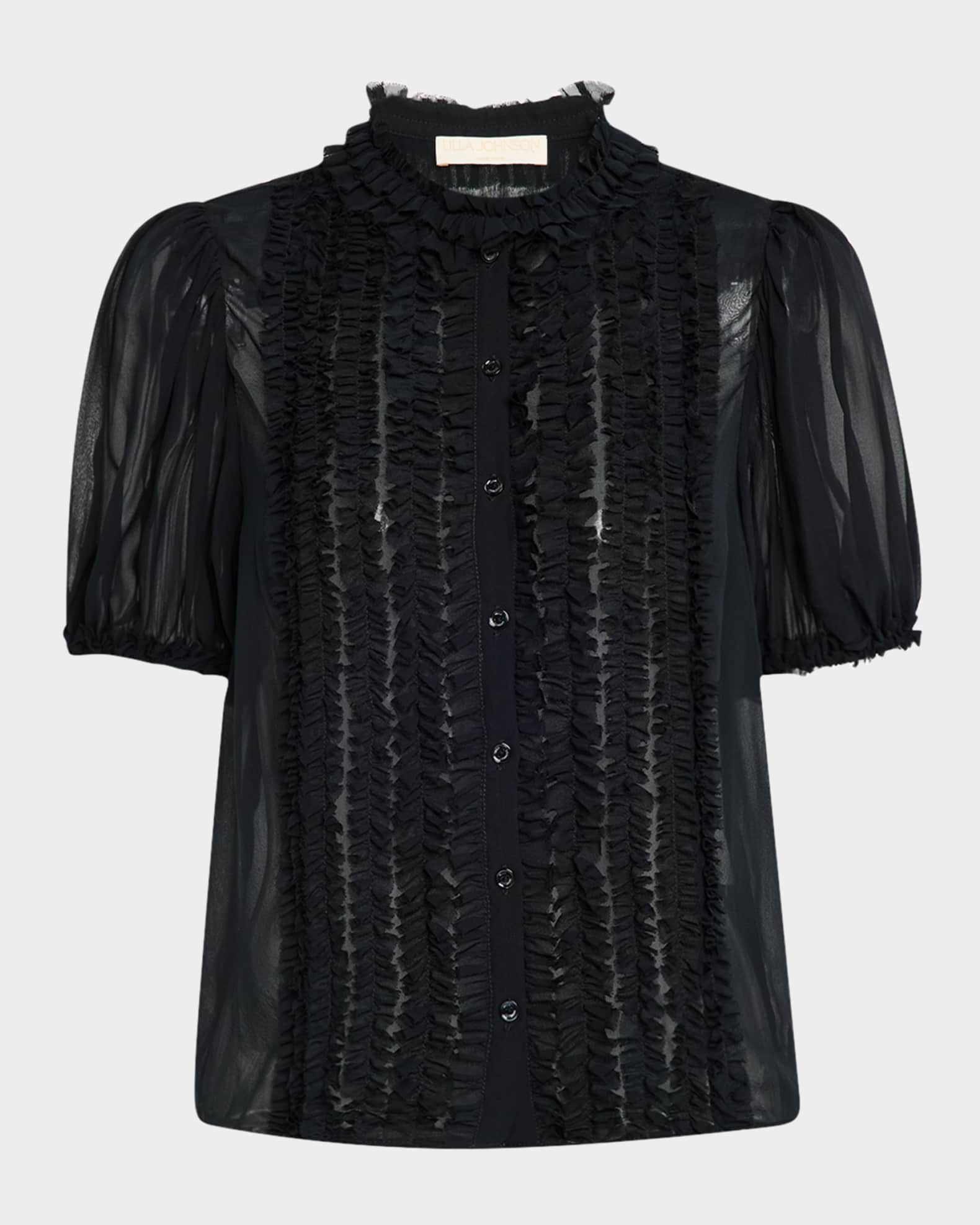 Adira Ruffled Silk Top 0