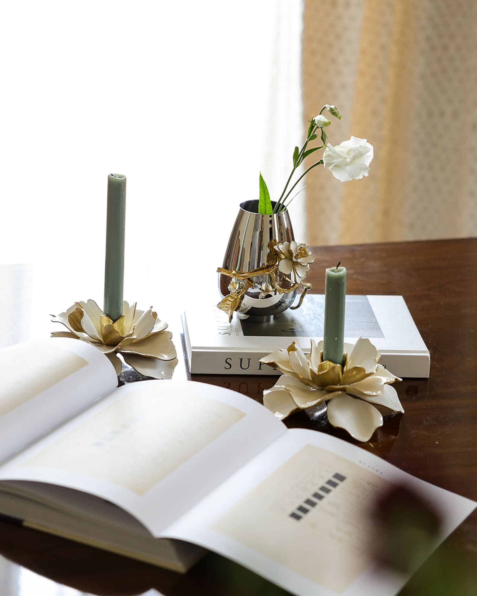 Gardenia Candleholders, Set of 2 1