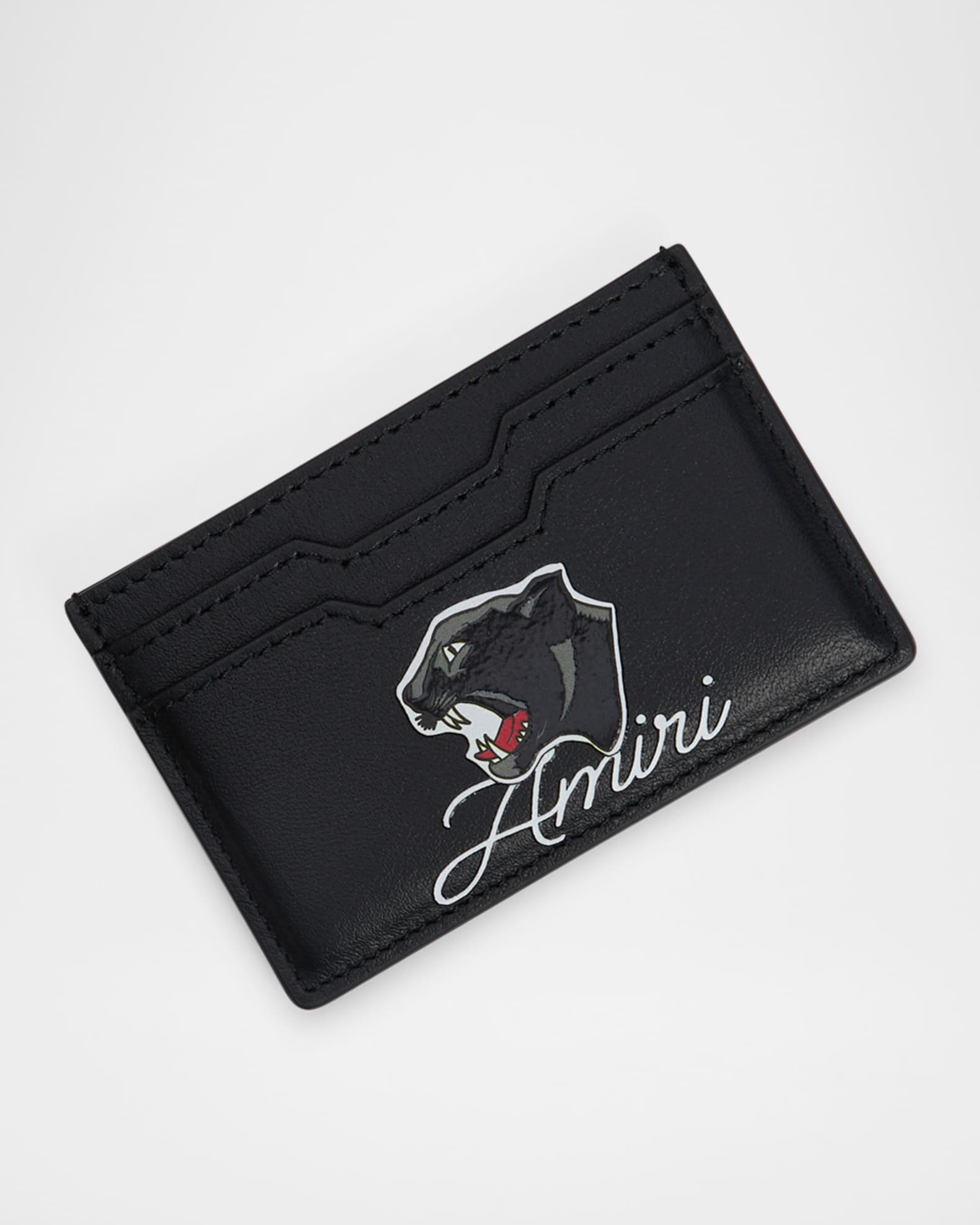 Men's Panther Logo Leather Card Holder 0