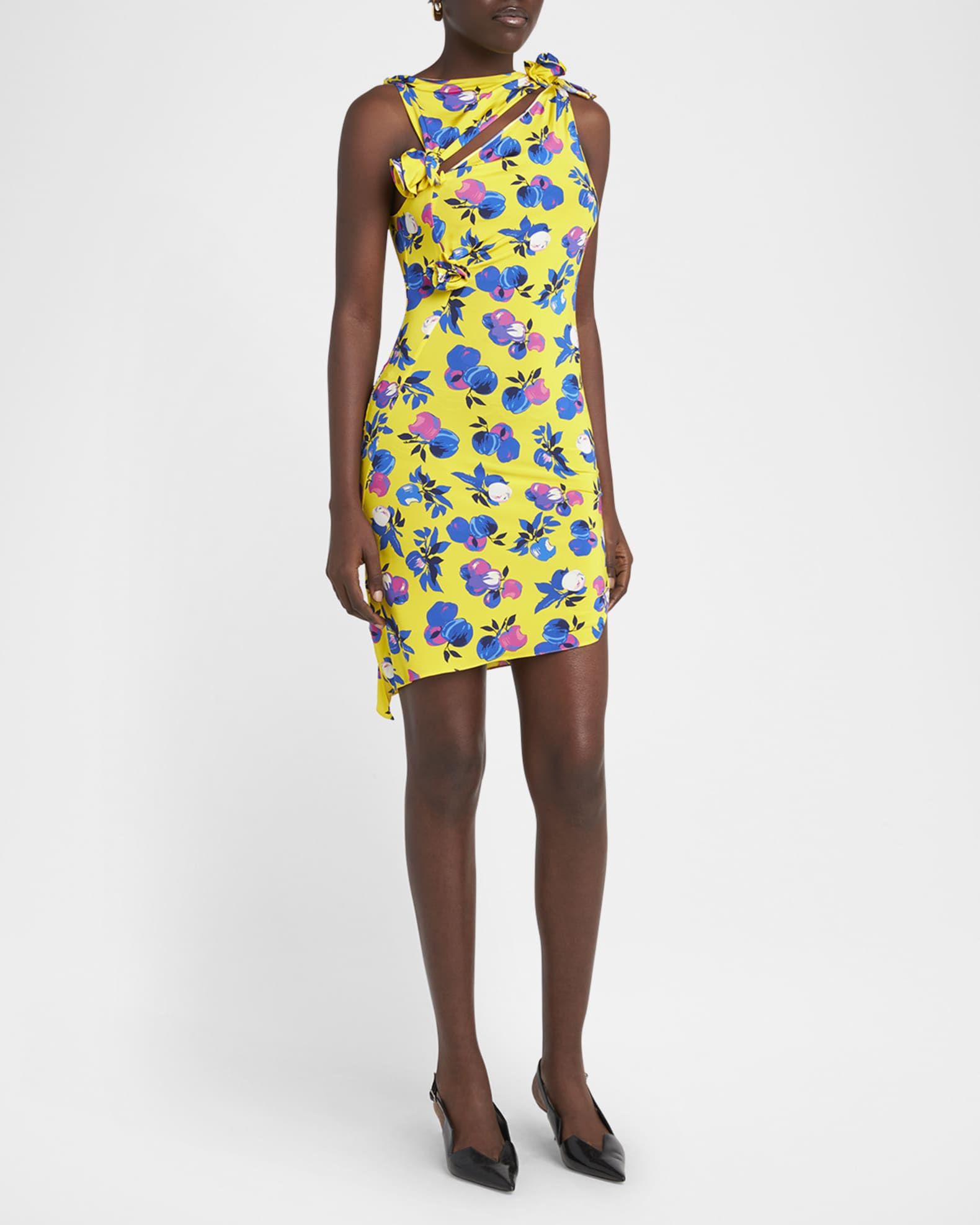 Asymmetric Flower Cutout Mini Dress 1