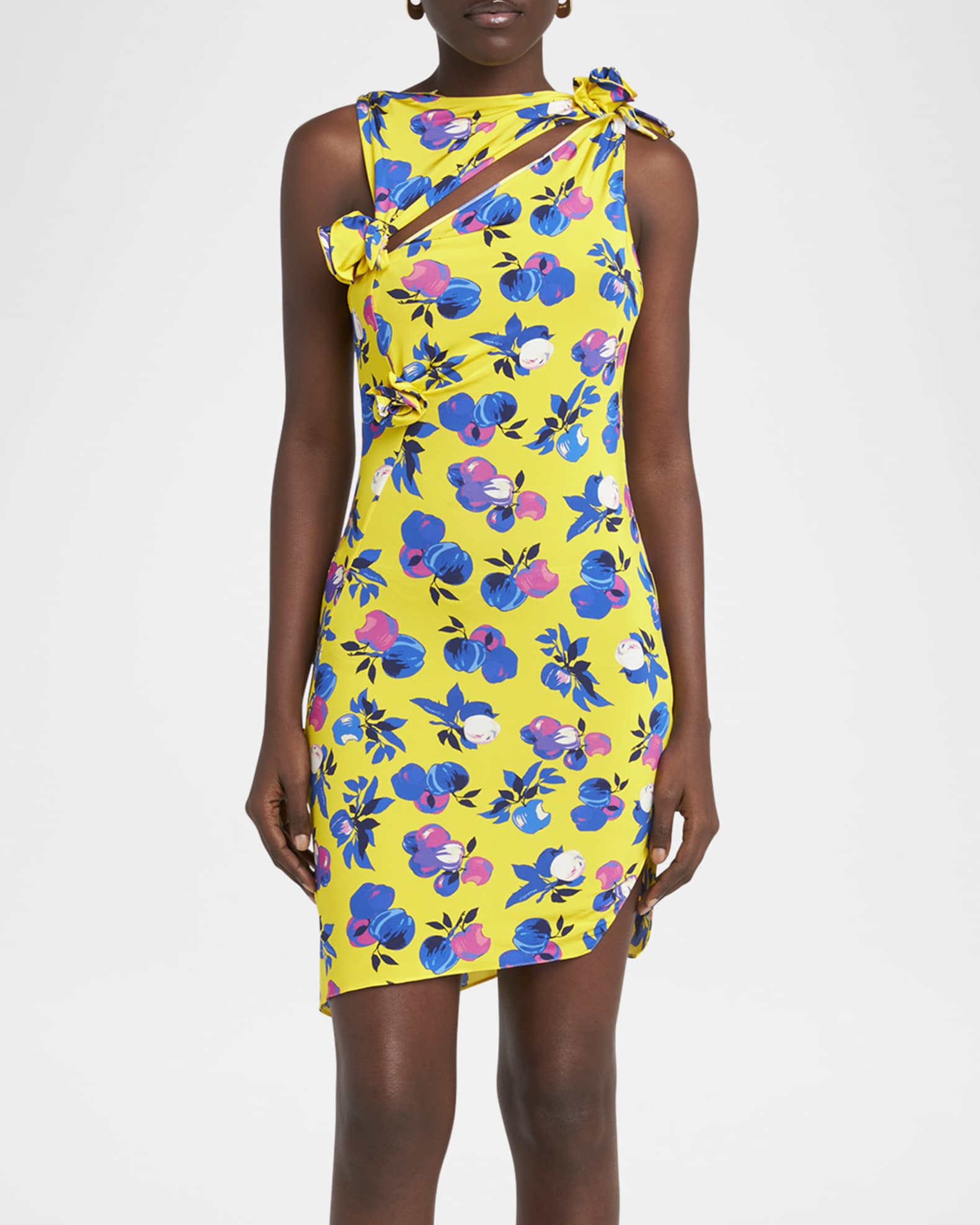 Coperni Asymmetric Flower Cutout Mini Dress | Neiman Marcus