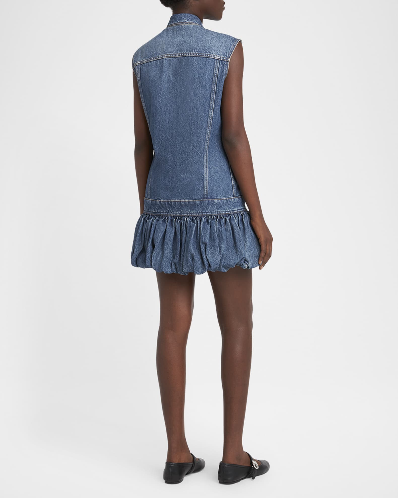 ワンピース Coperni DRESS (COPR148F2024) Coperni Bubble-Hem Sleeveless Mini Denim Dress | Neiman Marcus