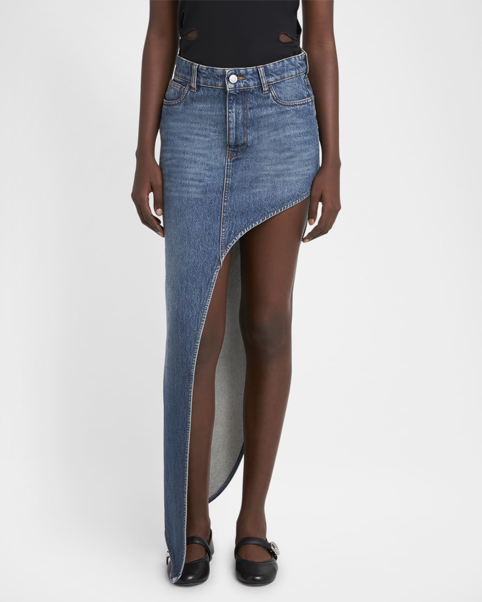 Coperni One-Leg Maxi Denim Skirt | Neiman Marcus