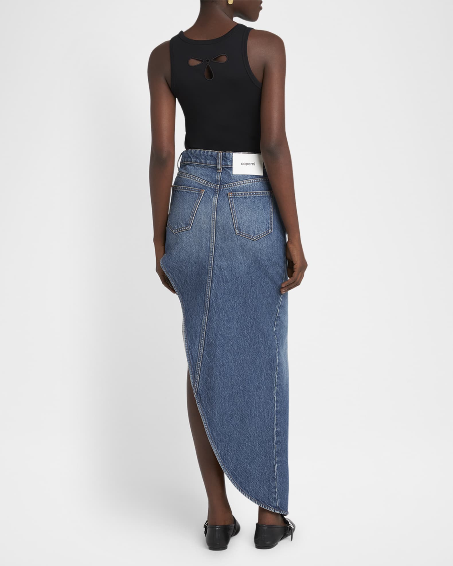 Coperni One-Leg Maxi Denim Skirt | Neiman Marcus