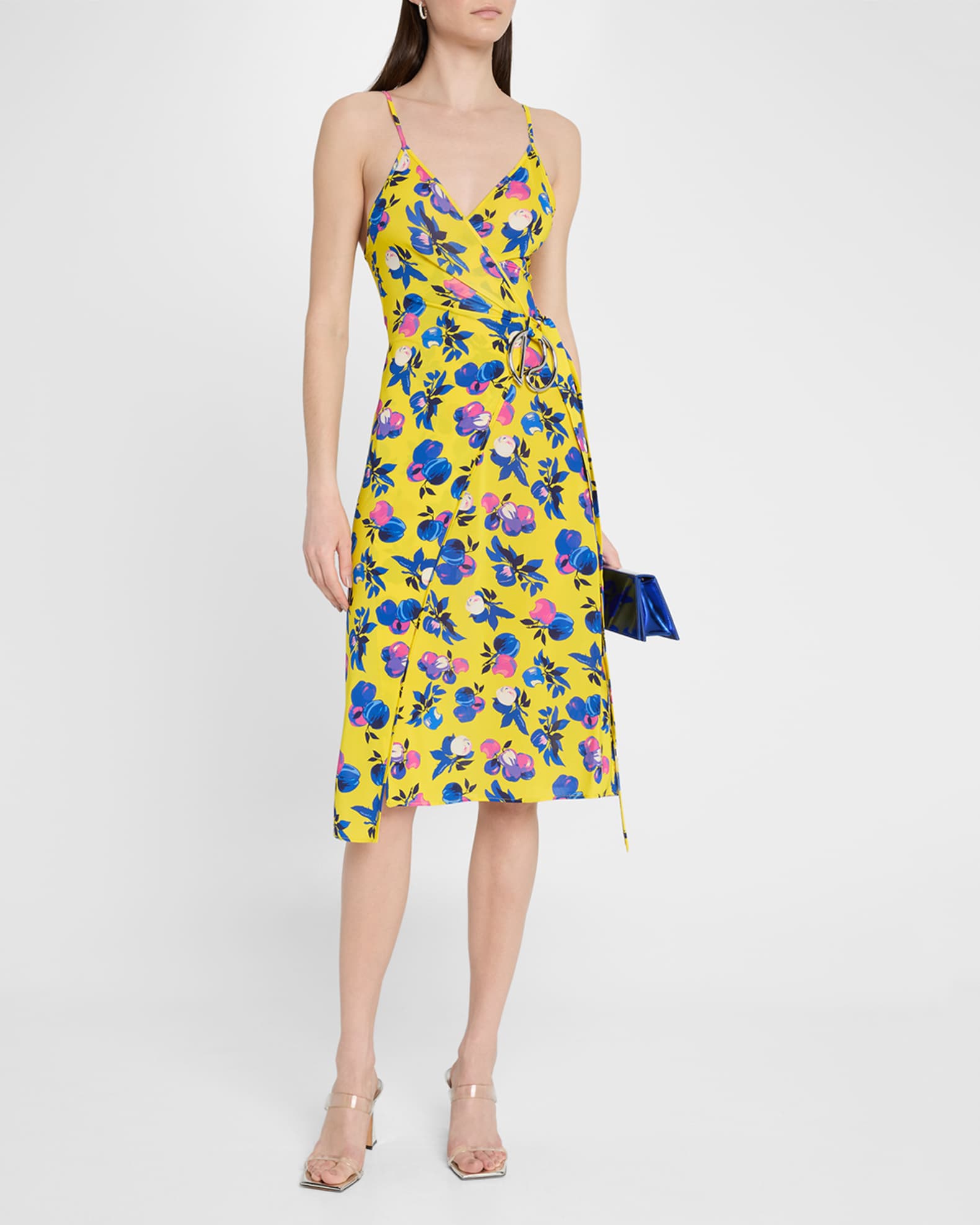 C-Logo Apple-Print Wrap Slip Dress 1