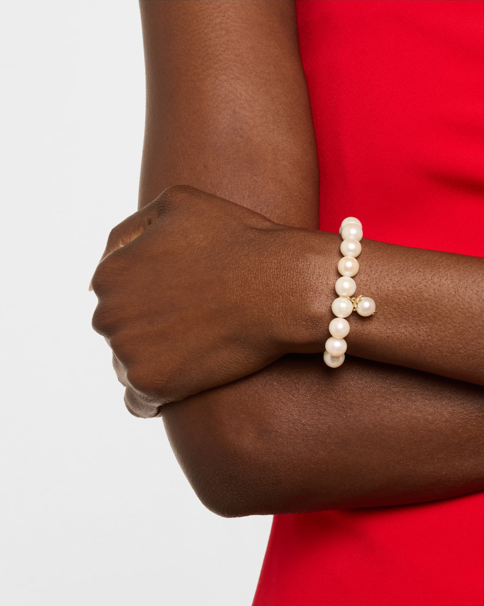 Marquise Eye Bead Charm on Freshwater Pearl Bead Bracelet 1