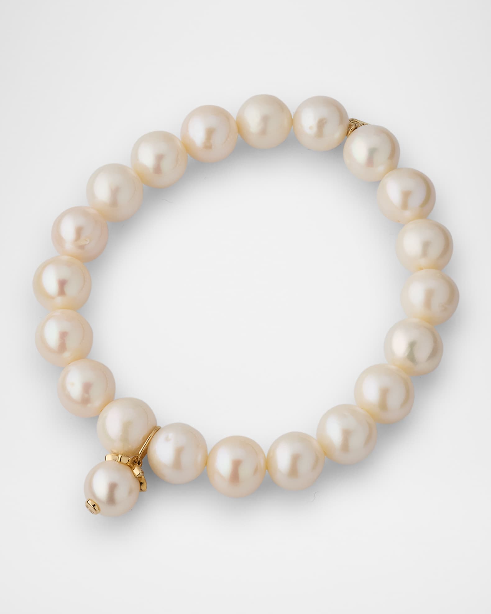 Marquise Eye Bead Charm on Freshwater Pearl Bead Bracelet 0