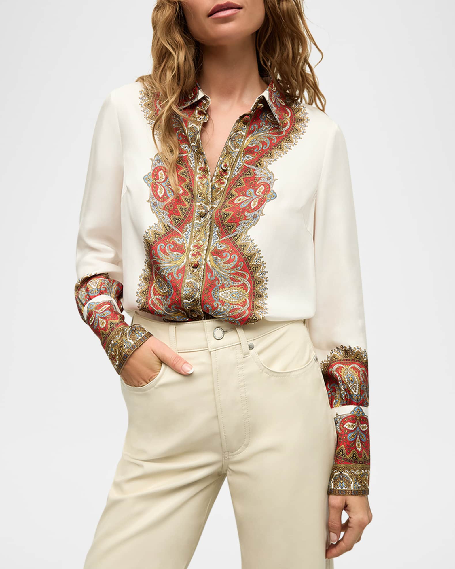 Veronica Beard Maryam Linen Paisley Top | Neiman Marcus