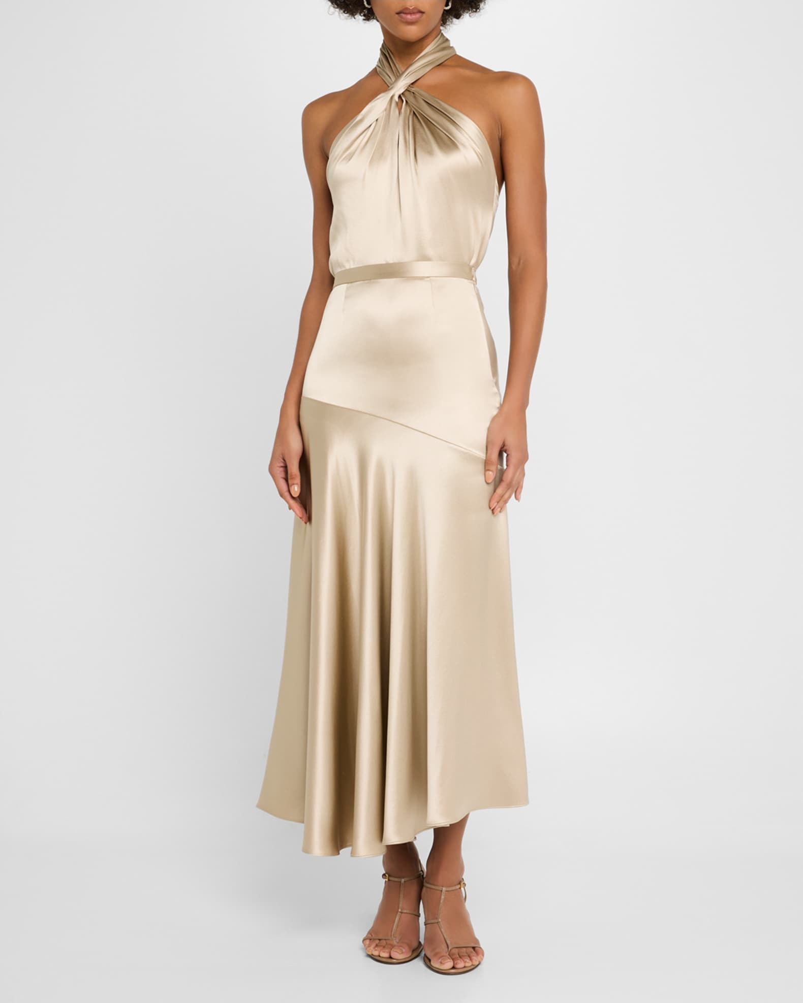Thalia Satin Back Crepe Crossover Halter Top 1