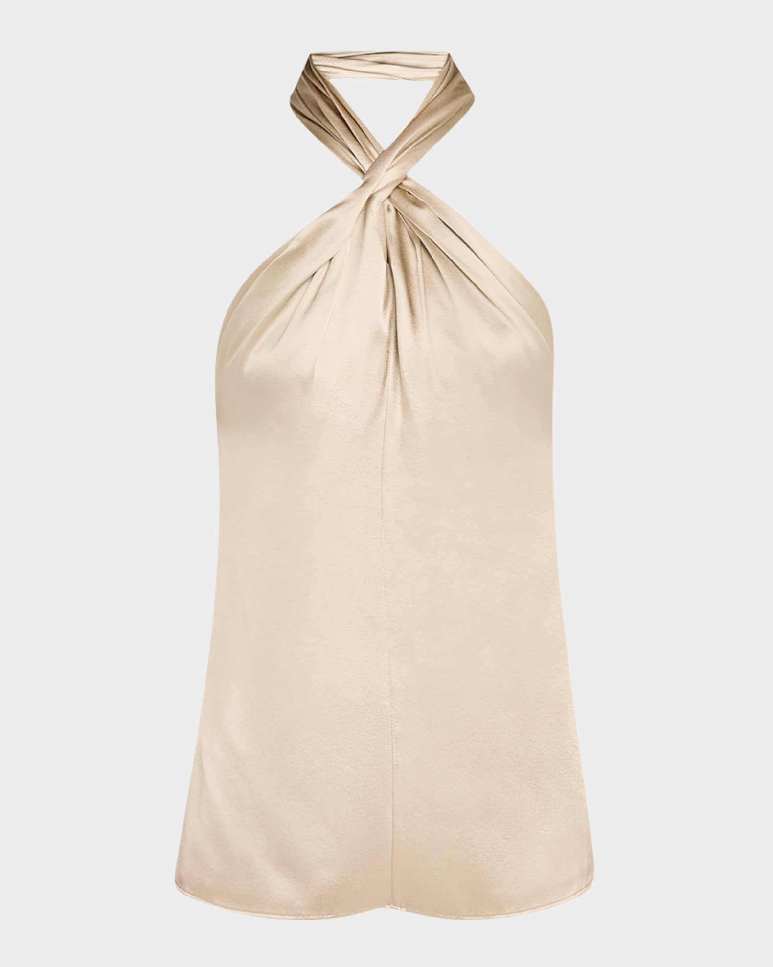 Thalia Satin Back Crepe Crossover Halter Top 0