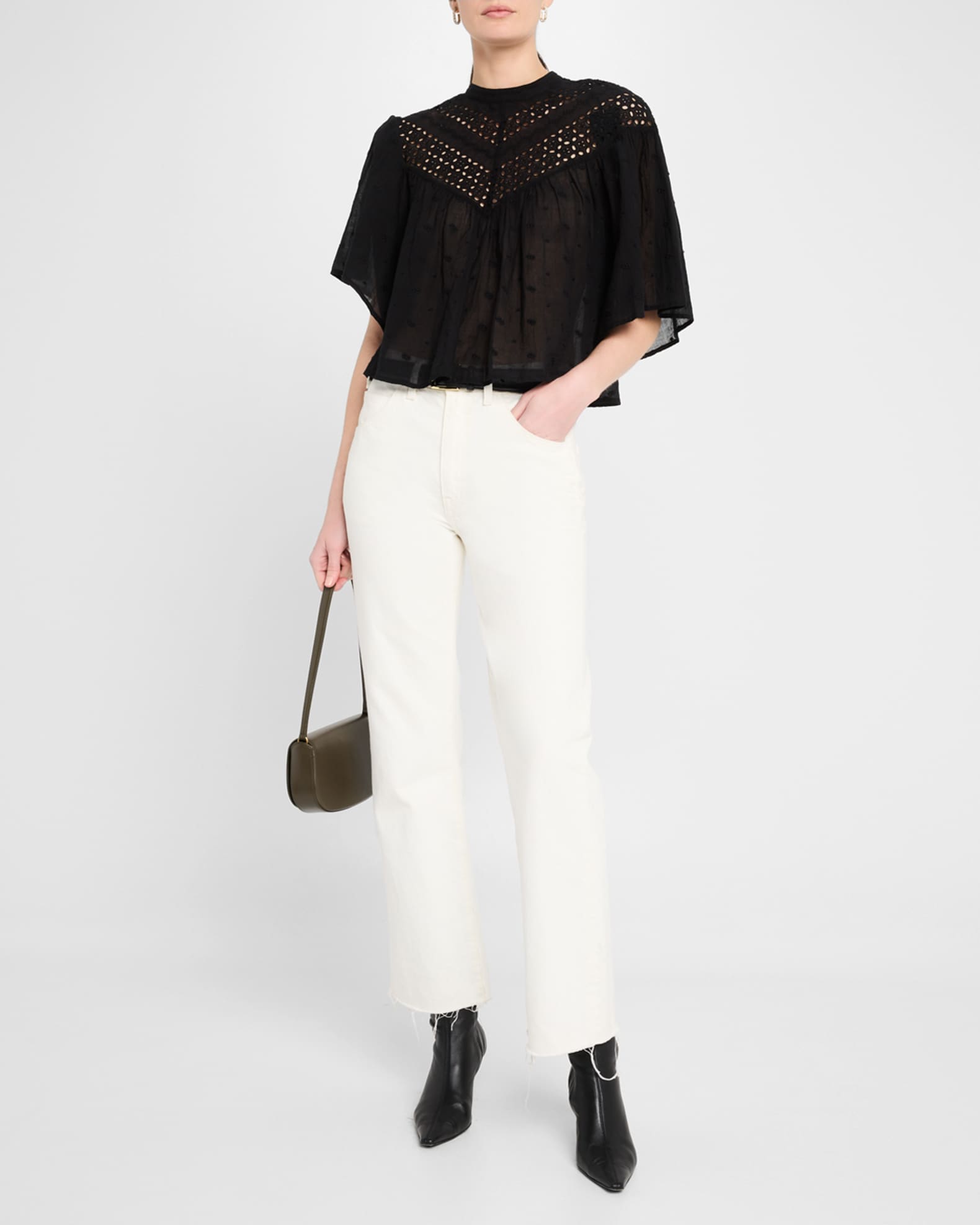 Mikki Eyelet Yoke Washed Cotton Blouse 1