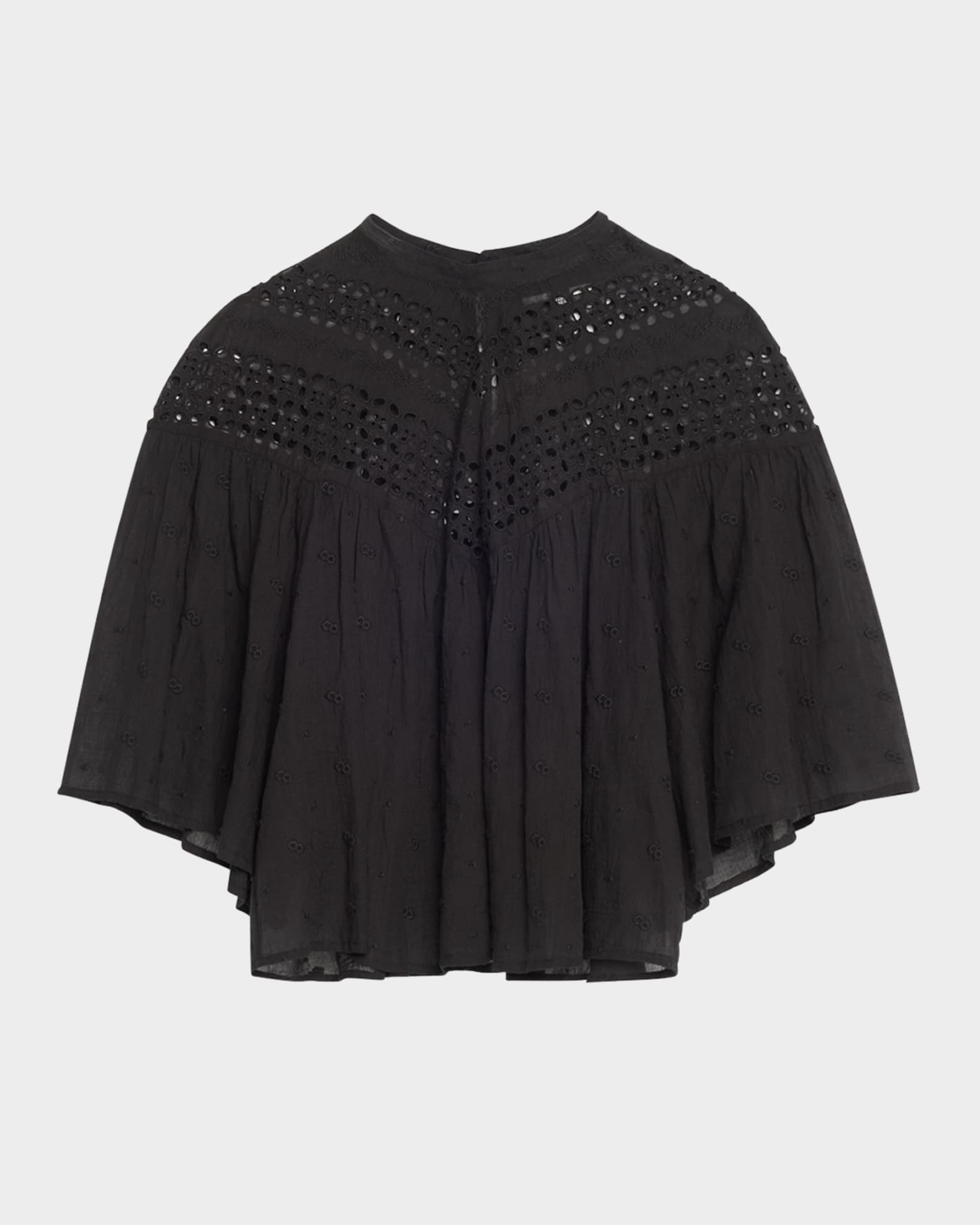 Mikki Eyelet Yoke Washed Cotton Blouse 0