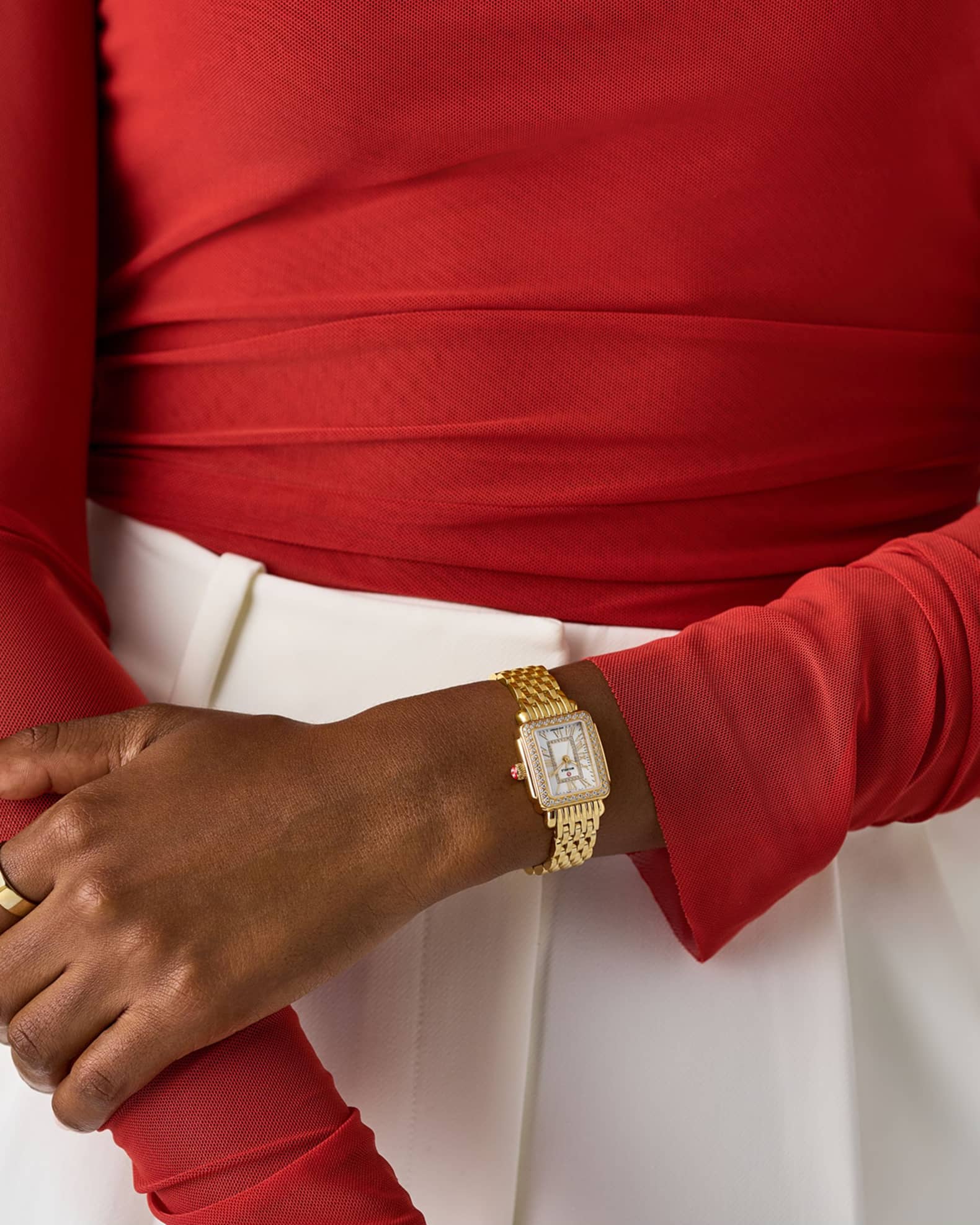 Deco Madison Mini Diamond 18K Yellow Gold-Plated Bracelet Watch 1