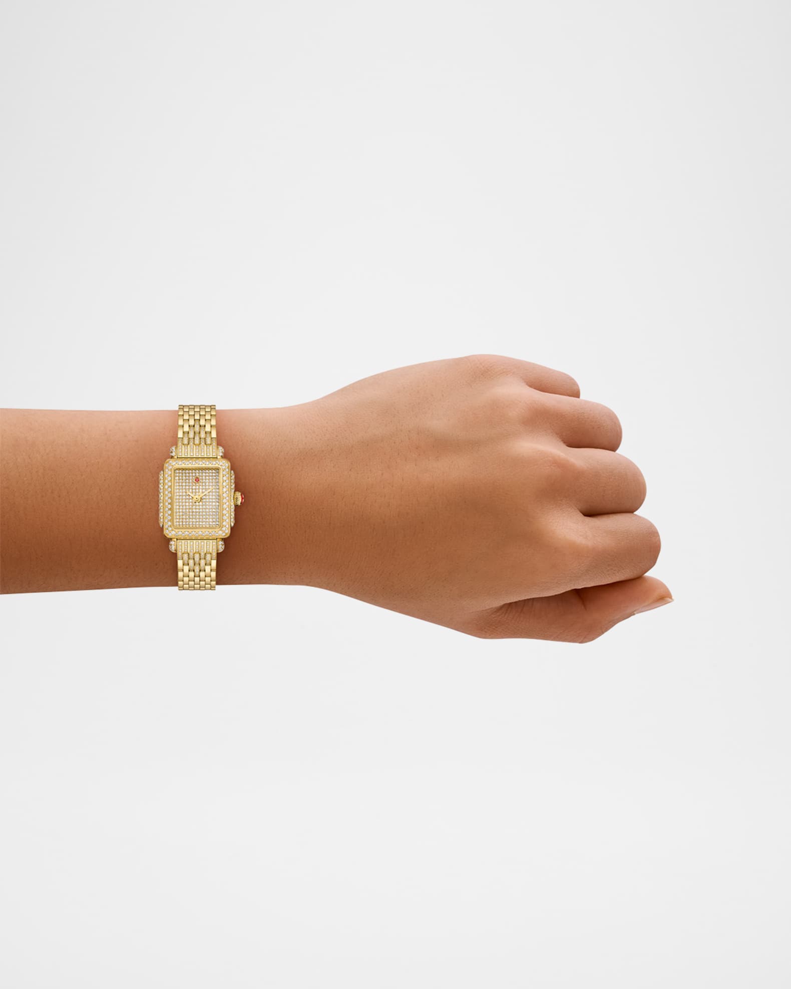 Deco Madison Mini 18K Yellow Gold-Plated Stainless Steel Diamond Pavé Watch - Exclusive 1