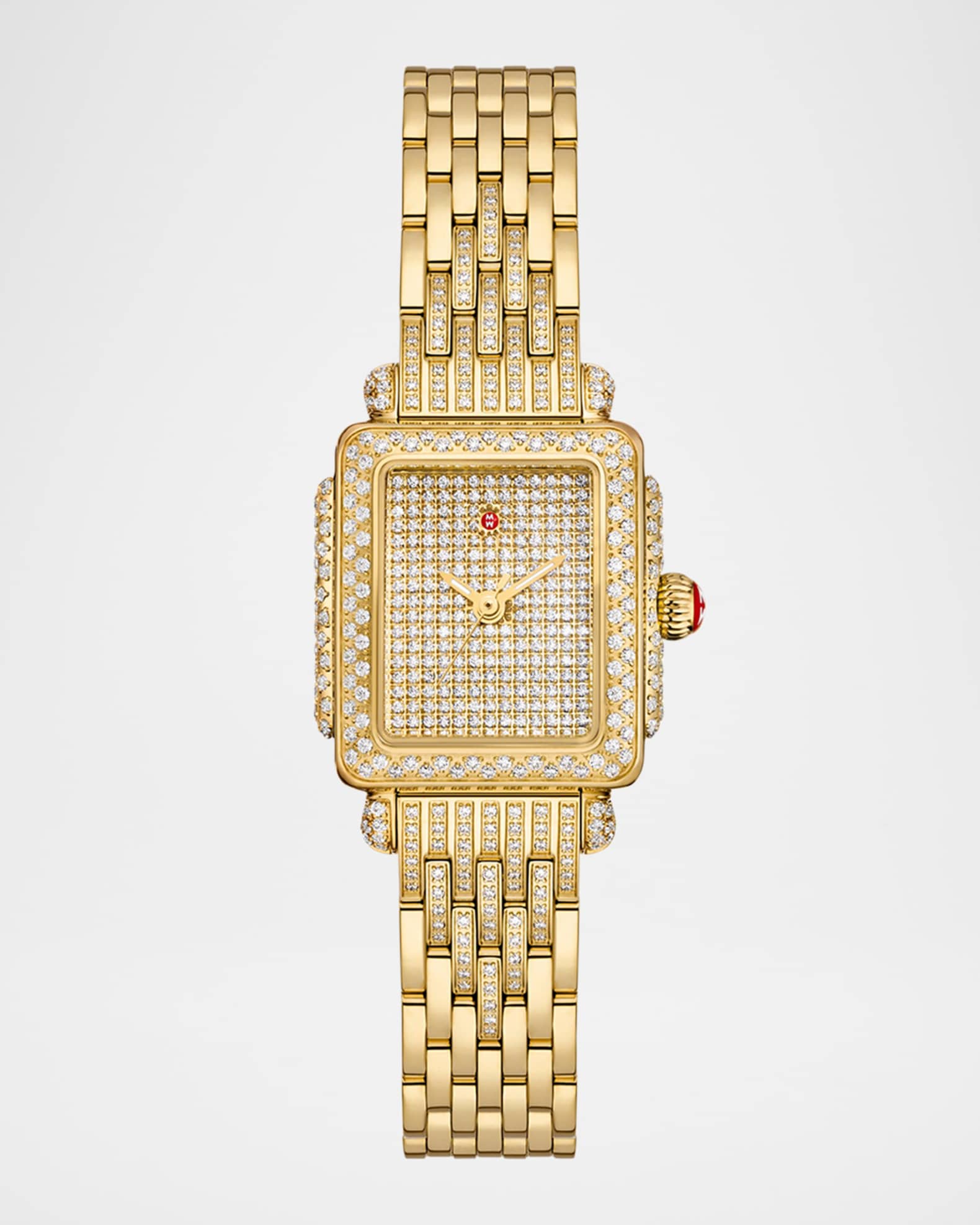 Deco Madison Mini 18K Yellow Gold-Plated Stainless Steel Diamond Pavé Watch - Exclusive 0