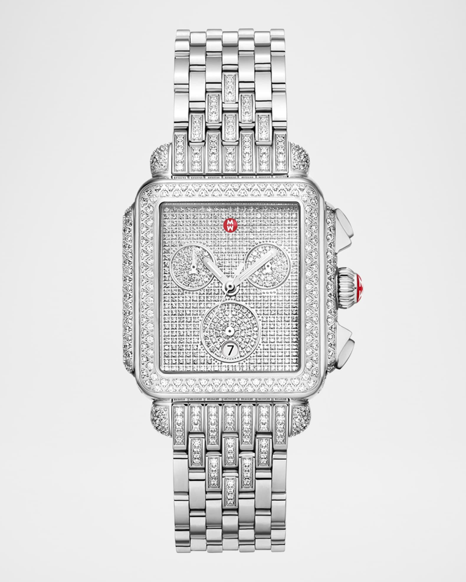 Limited Edition Deco Jubilee Stainless Steel Diamond Pavé Bracelet Watch  0