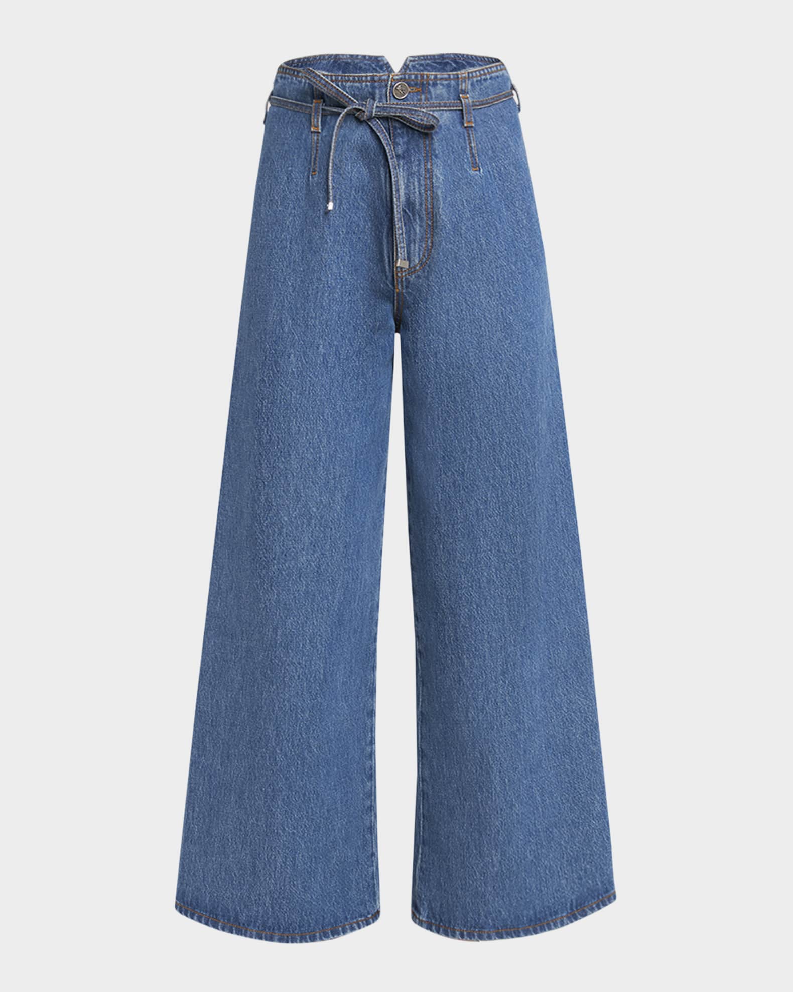 【送料&関税込】Etro Stretch Cotton Denim Jeans With Belt Etro Belted Wide-Leg Crop Denim Trousers | Neiman Marcus