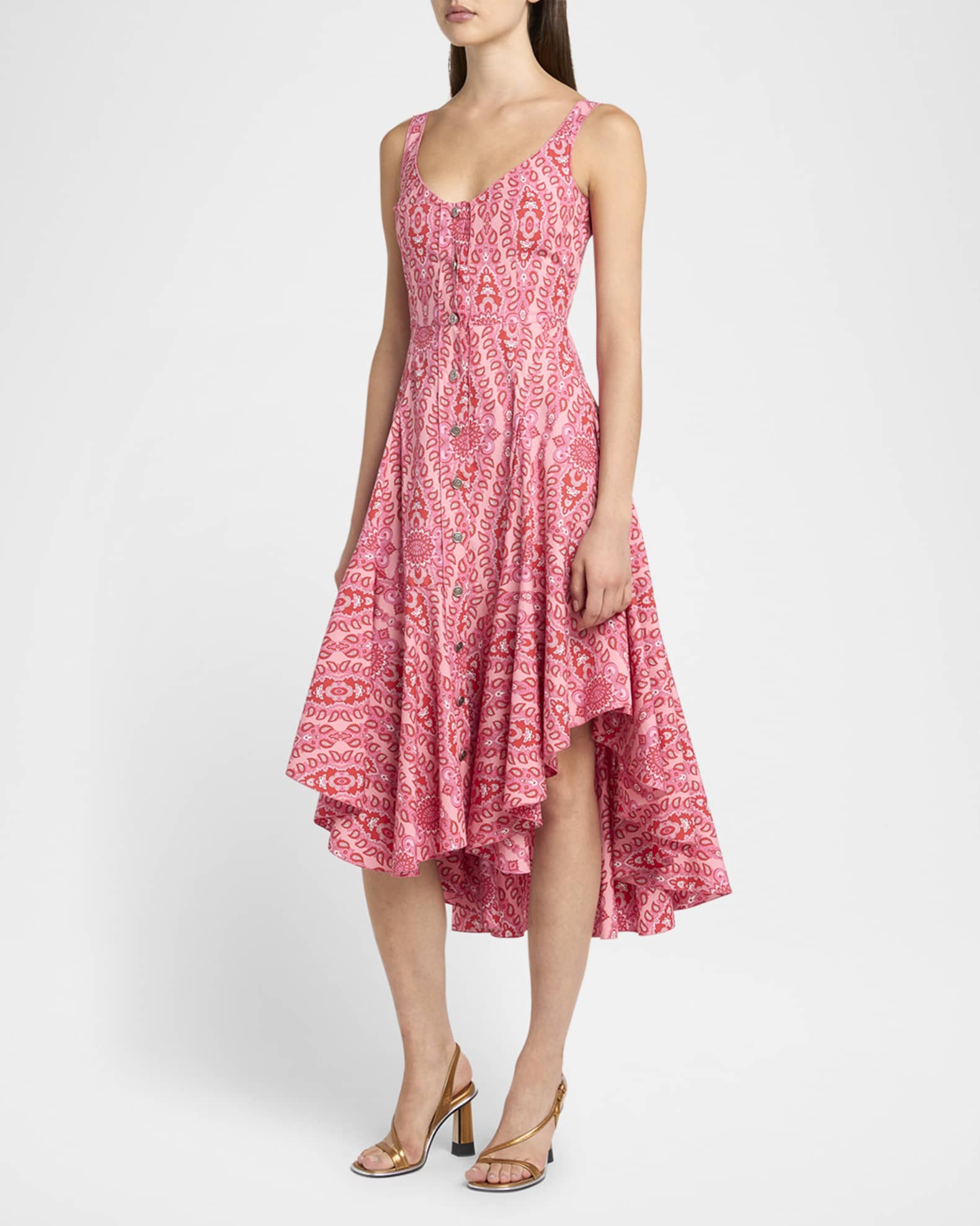 Etro, Sleeveless Dress With Medallion Motif, Pink, Size 44
