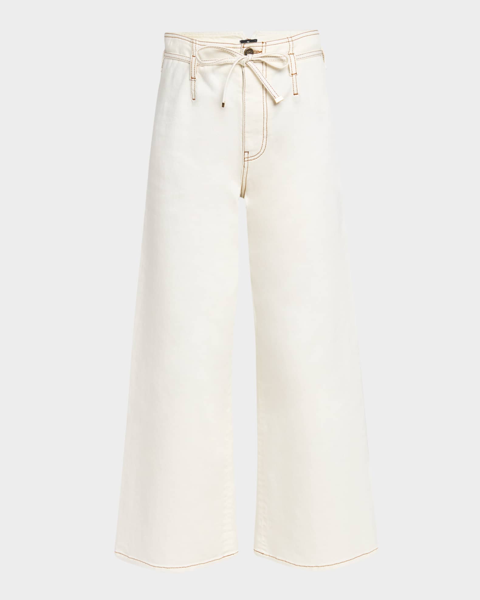 Belted Wide-Leg Cropped Trousers 0