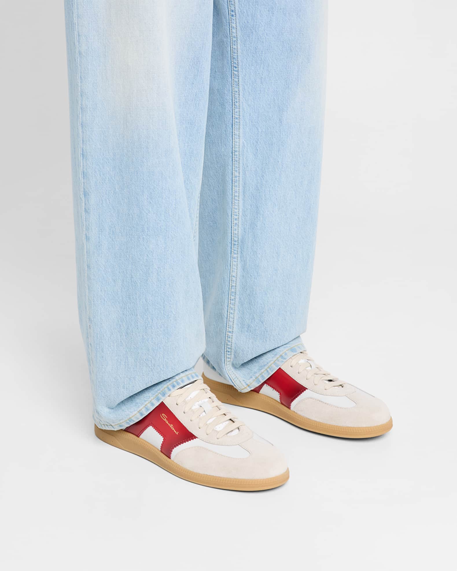 Santoni Men's Olympic Leather Low-Top Sneakers | Neiman Marcus