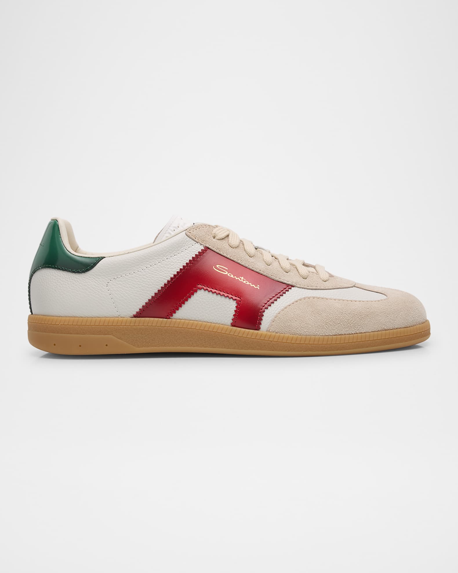 スニーカー Santoni Sneakers Santoni - Part White Leather Low Top Sneaker | Mitchell Stores