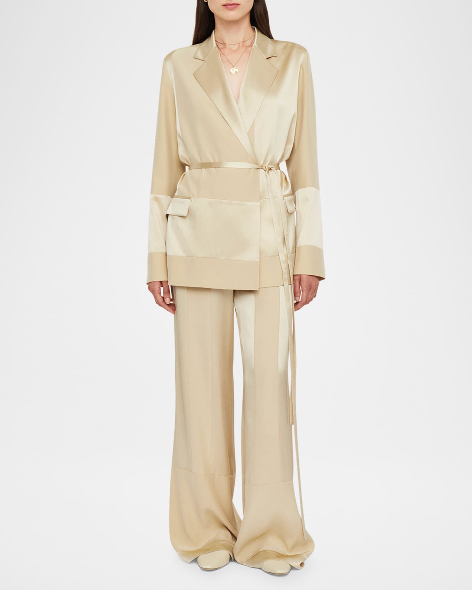 Amelia Paneled Silk Satin Jacket 1