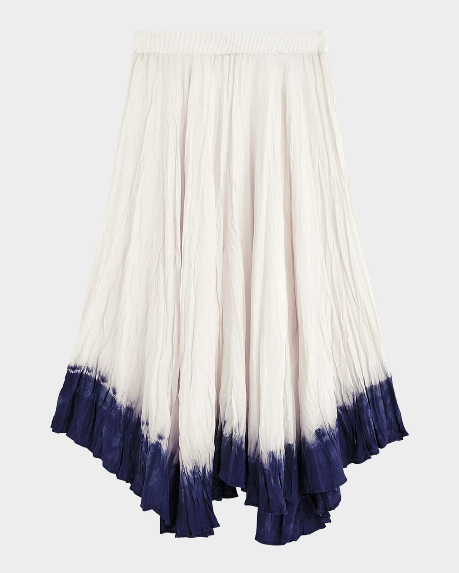 Crinkled Tie-Dye Handkerchief Midi Skirt 0