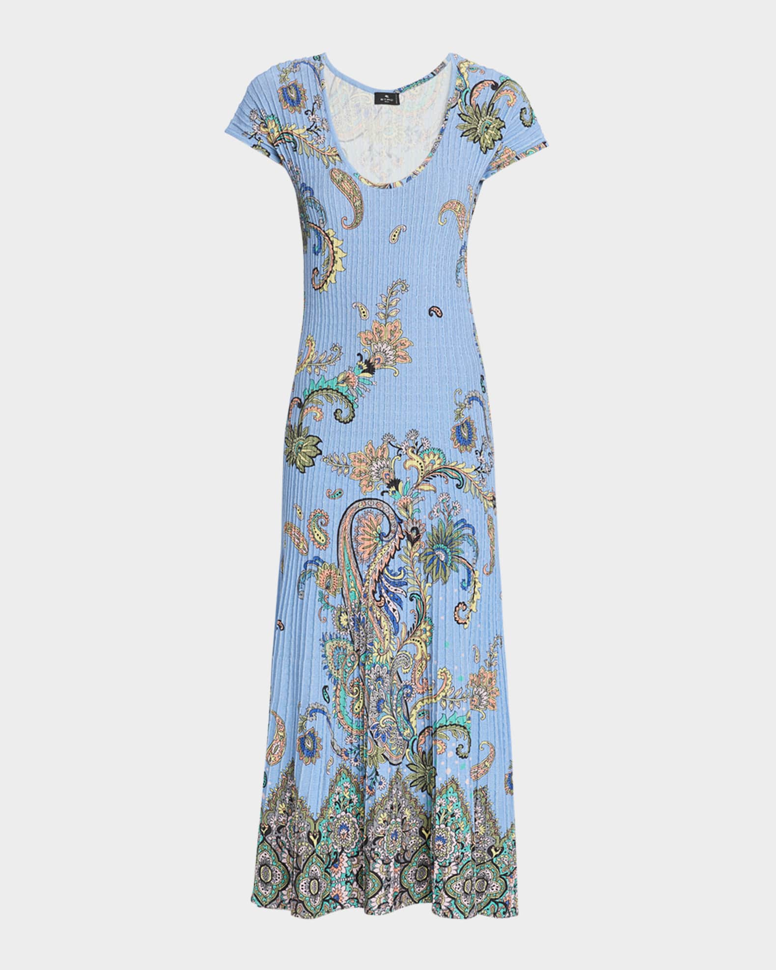 Lucky Charm Print Scoop-Neck Rib Midi Dress 0