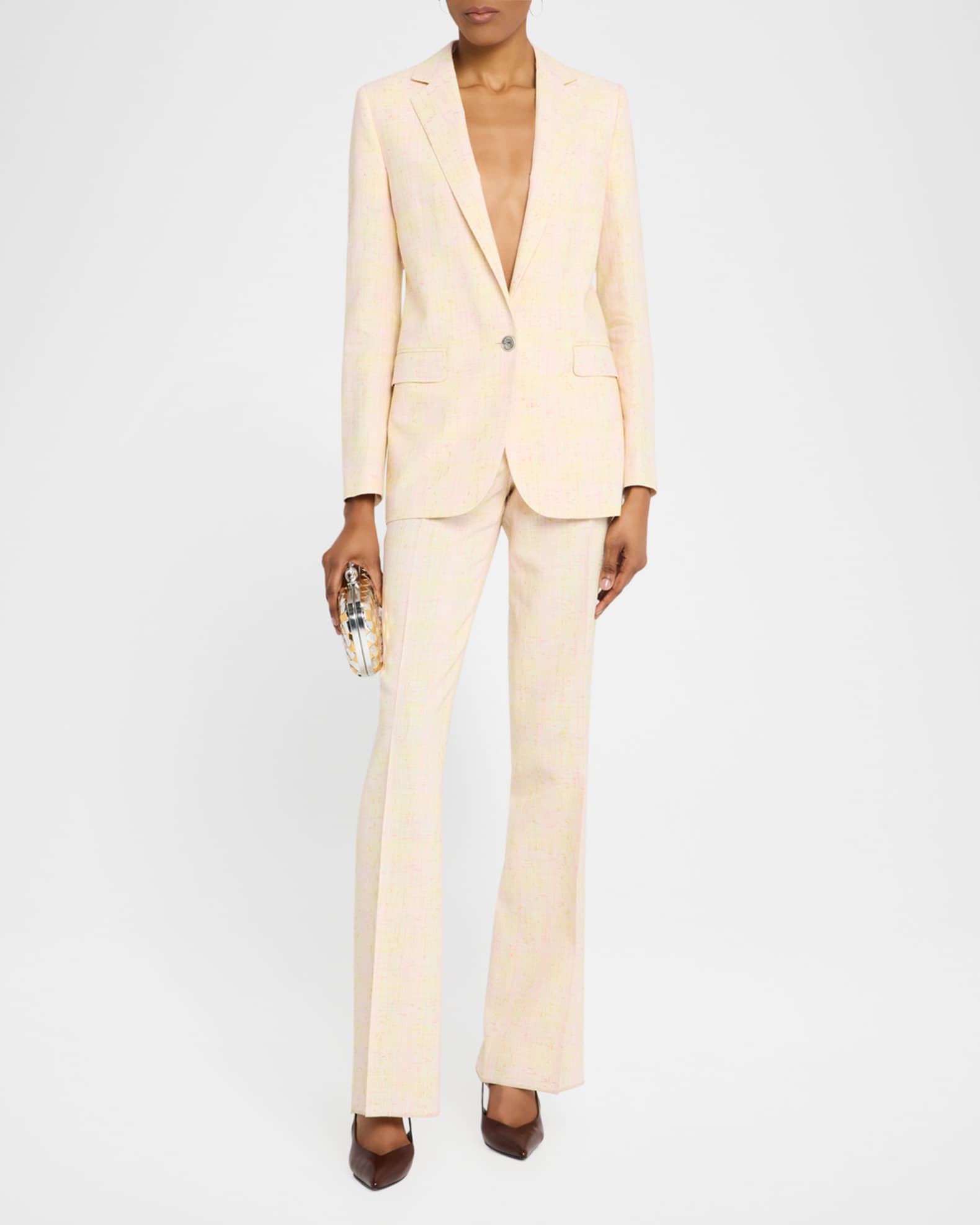 Iridescent Tweed Single-Breasted Jacket 1