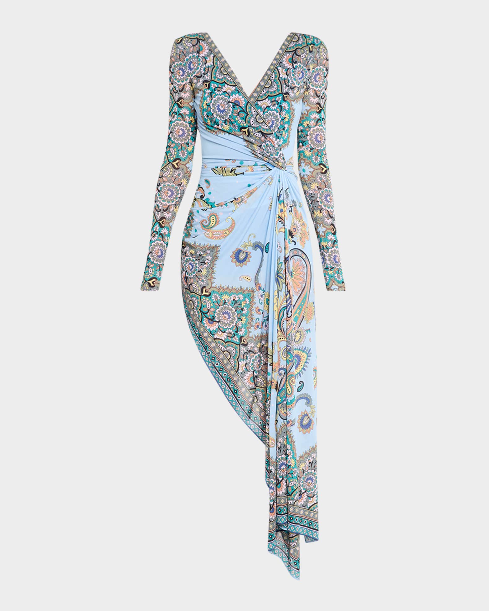 Etro Lucky Charm Jersey Long-Sleeve Twisted Asymmetric Dress | Neiman ...