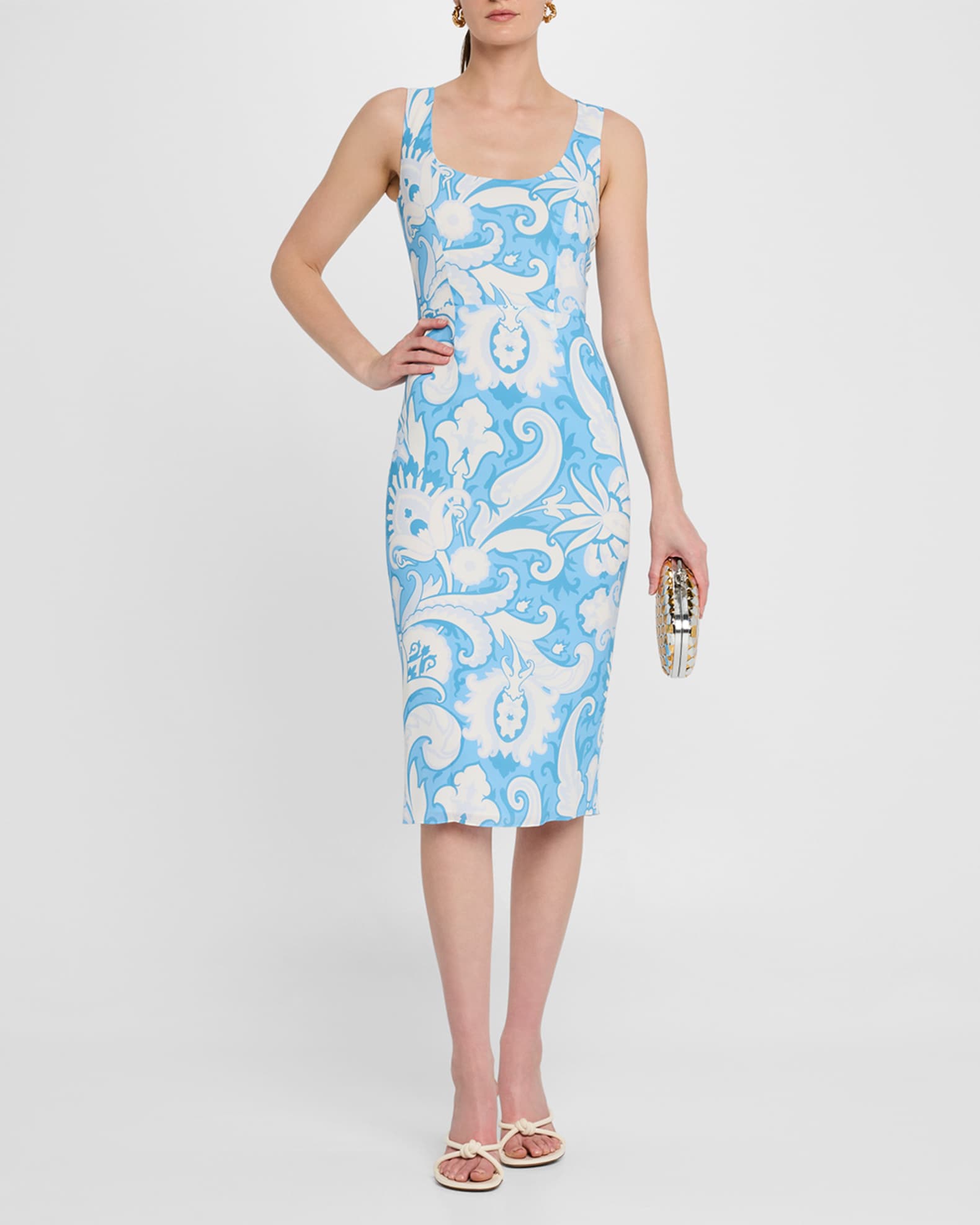 ワンピース ETRO JACQUARD-EFFECT DRESS IN CORNFLOWER BLUE Jacquard-effect dress in cornflower blue – Lord & Taylor