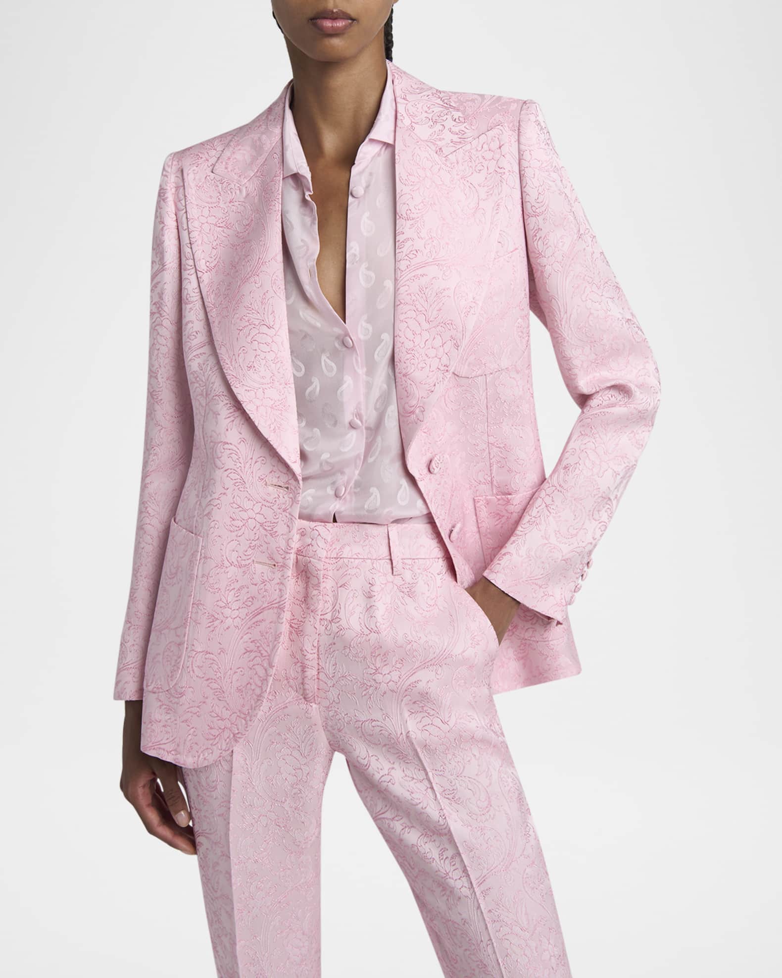 Etro Pink Paisley Jacquard Single-Breasted Jacket | Neiman