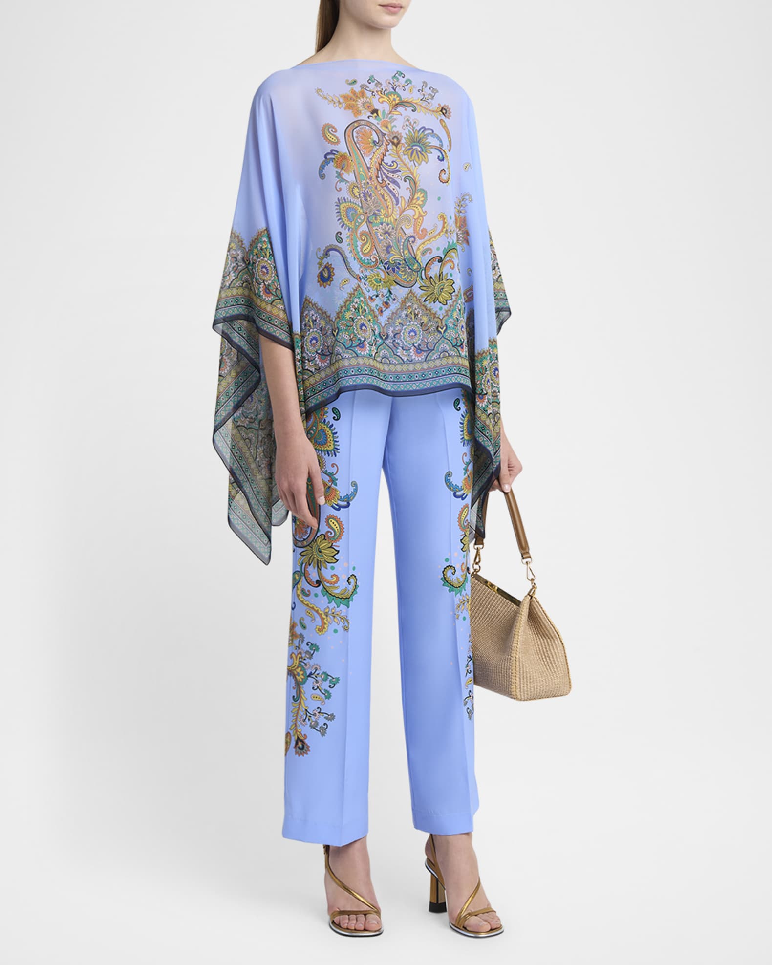 Blue Lucky Charm Silk Poncho 1