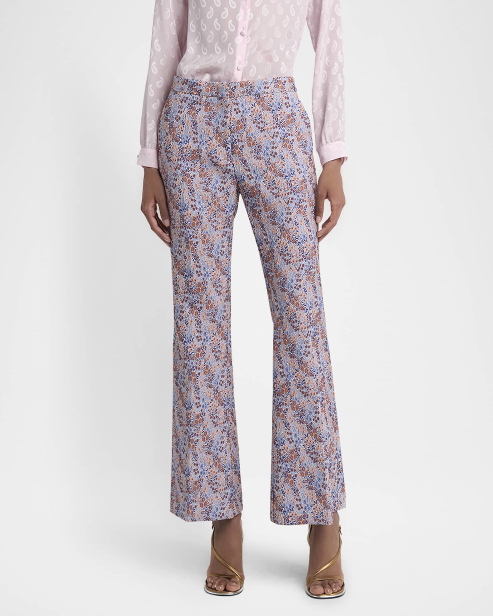 Etro Fiorellino Lace Jacquard Flare Trousers | Neiman Marcus