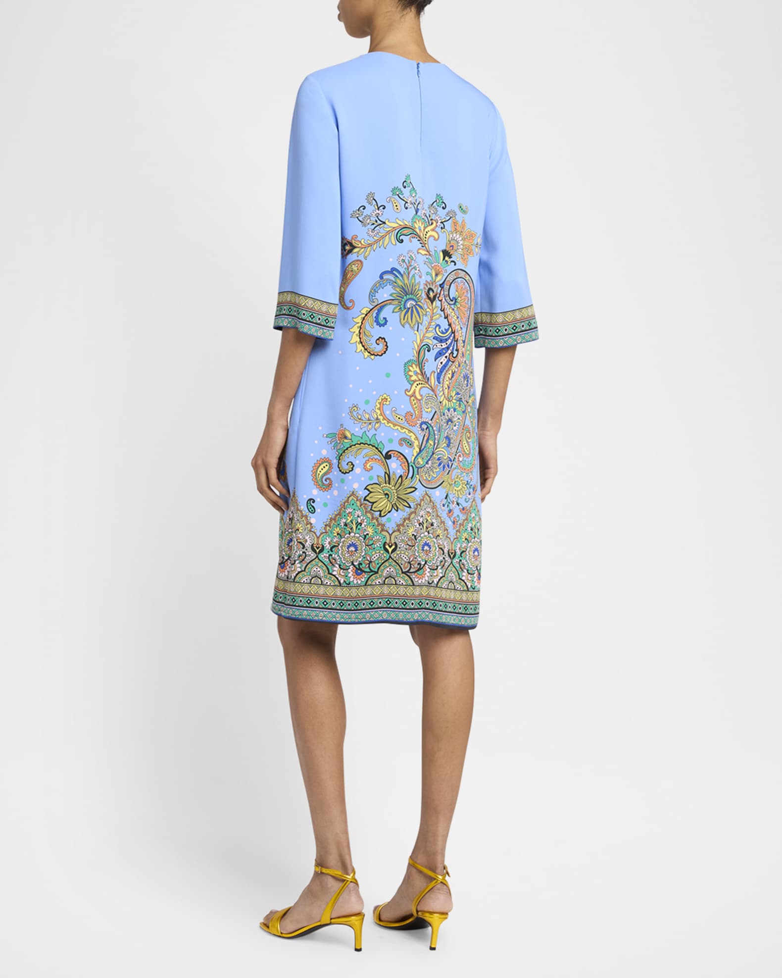 Etro Blue Lucky Charm Jersey 3/4-Sleeve Dress | Neiman Marcus
