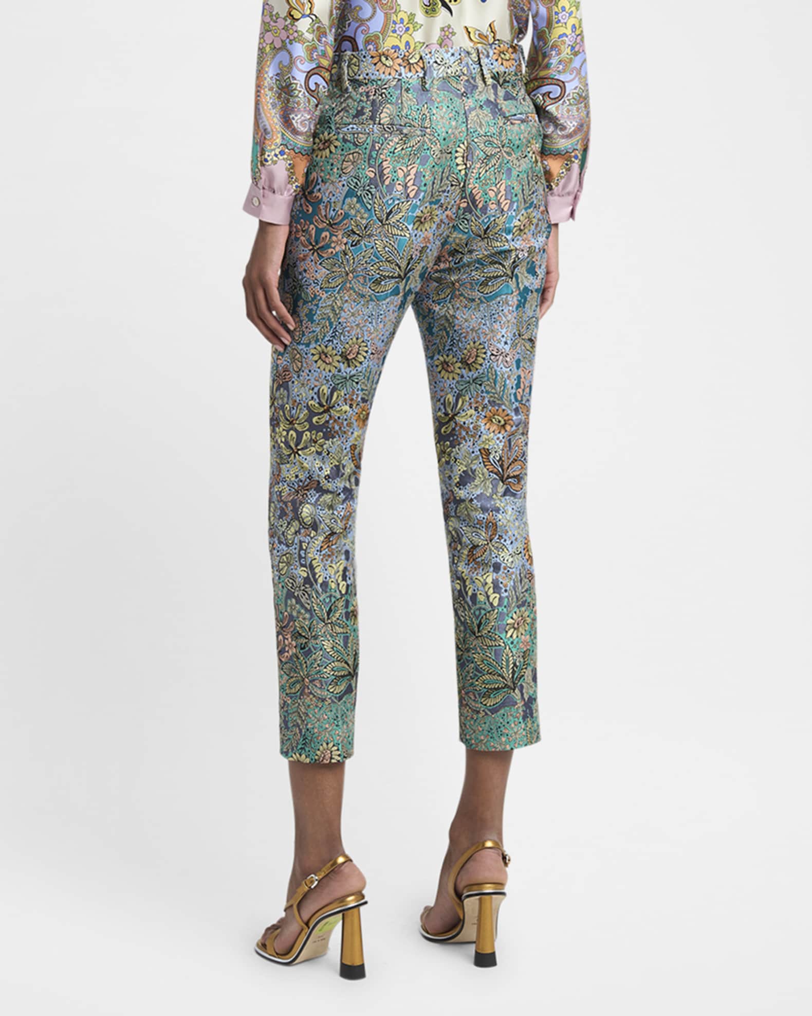 パンツ ETRO Woman Pants Multicolor WREA003999SA5H9 X0805 ETRO Paisley-print velvet straight-leg pants | NET-A-PORTER