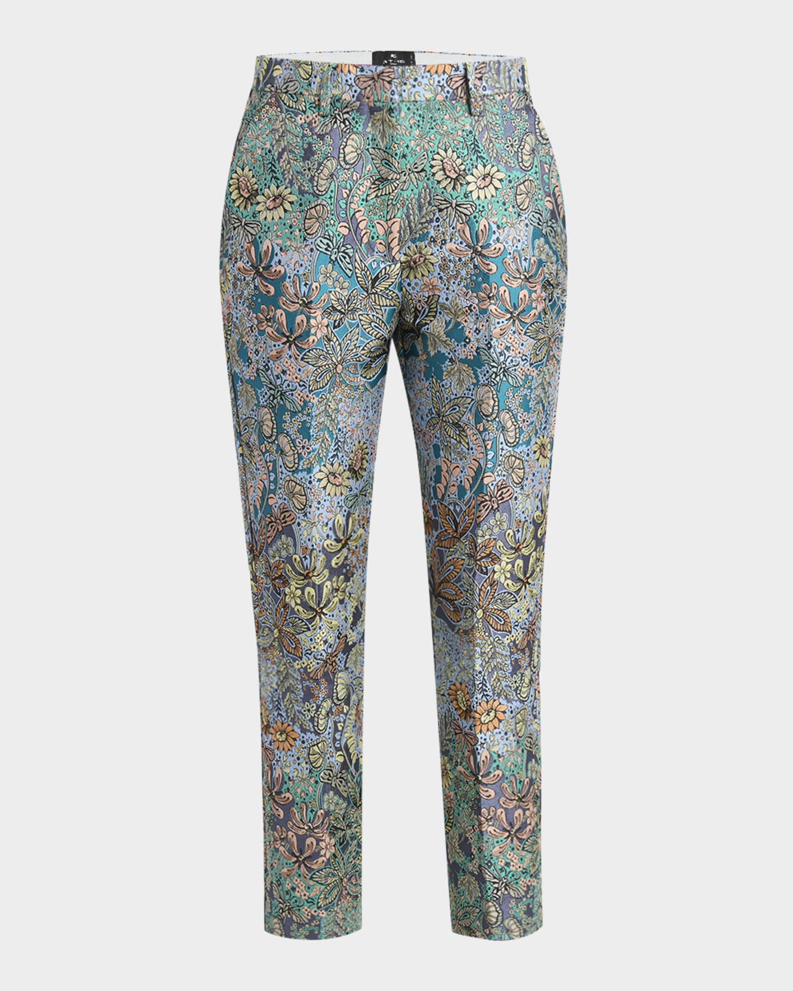 【送料&関税込】Etro Floral Pants ETRO Floral-print plissé-chiffon straight-leg pants | NET-A