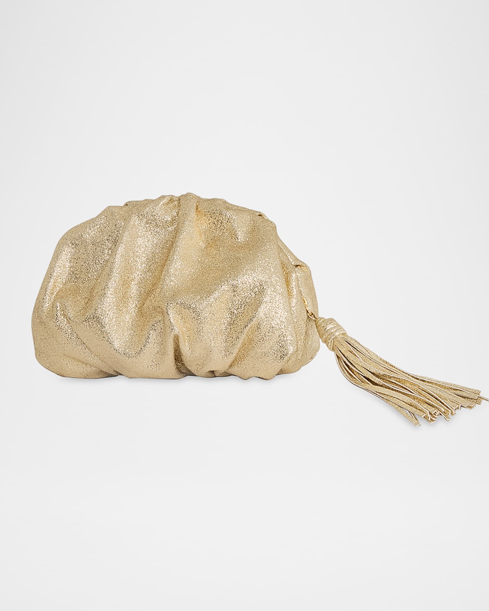 Ruched Tassel Foil Clutch Bag 1