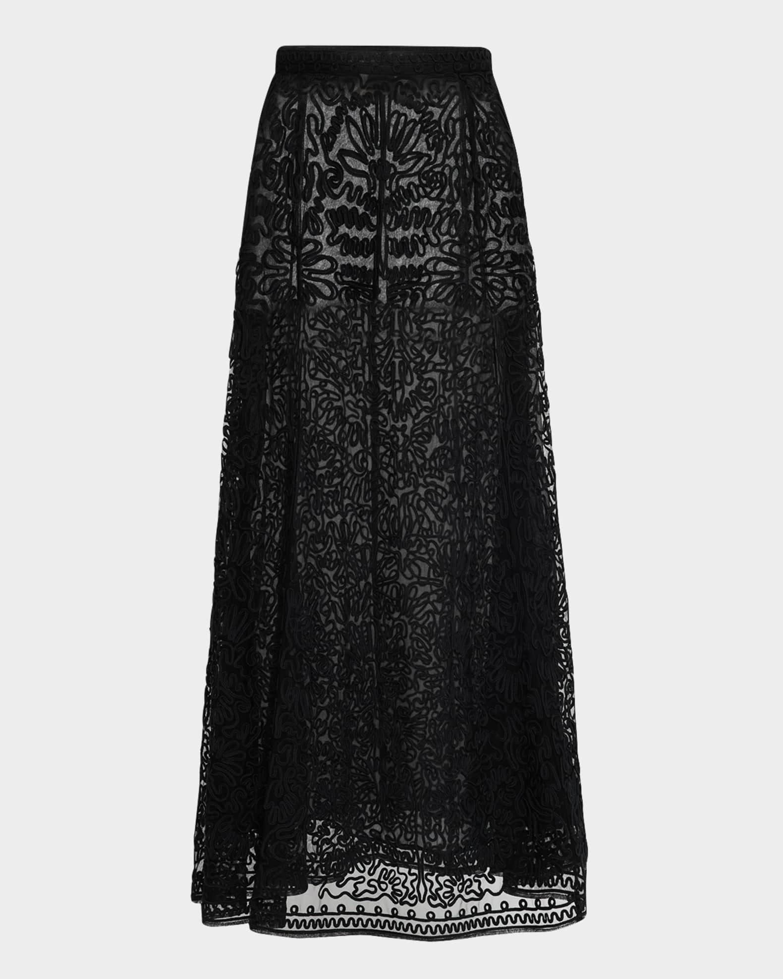 Katja Sheer Embroidered Skirt 0