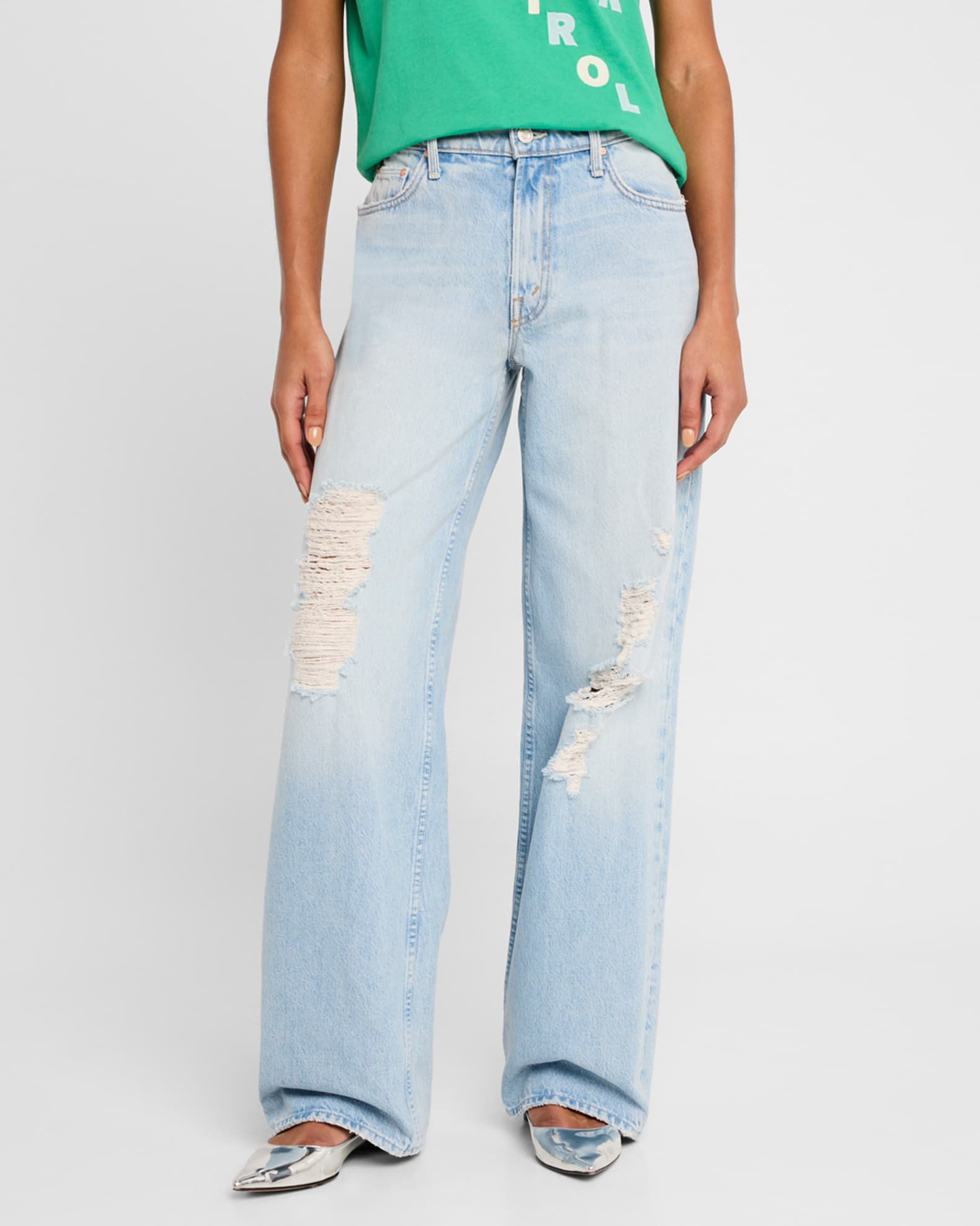 MOTHER The Spinner Zip Sneak Jeans | Neiman Marcus