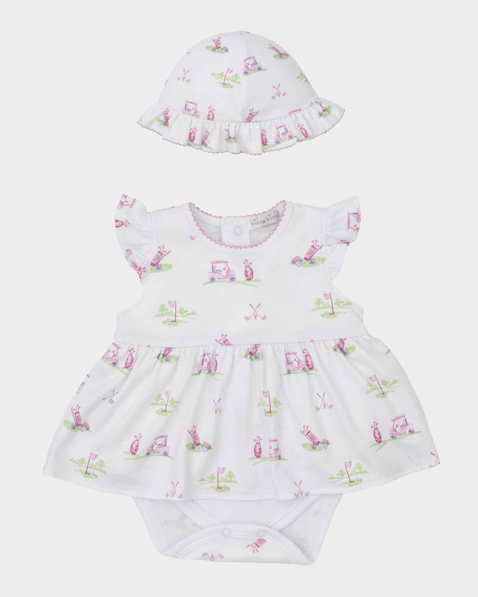 Girl's Fairway Foursome Bodysuit Dress & Hat Set, Size 0M-18M 0