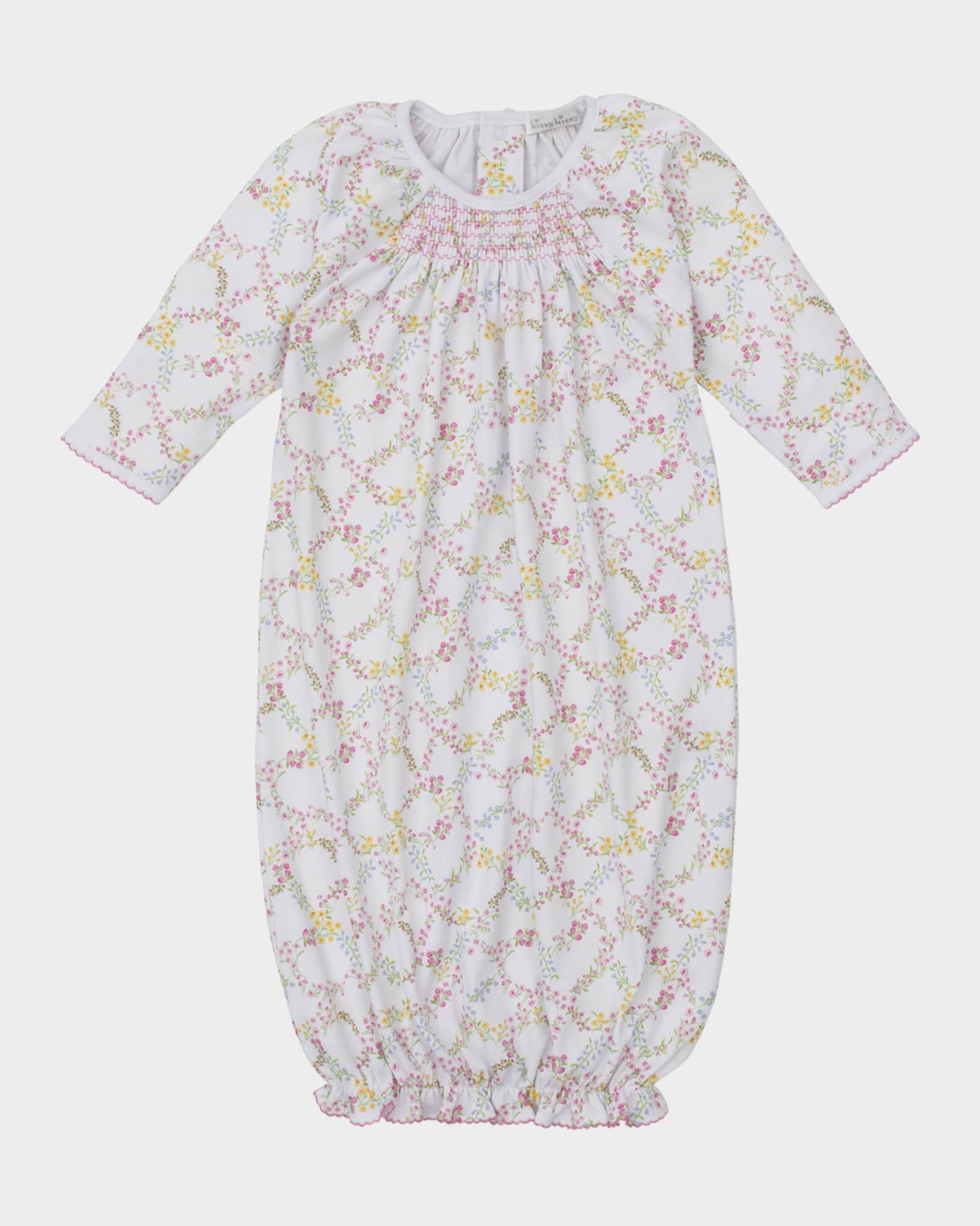 Girl's Garden Trellis Smocked Gown, Size Newborn-S 0