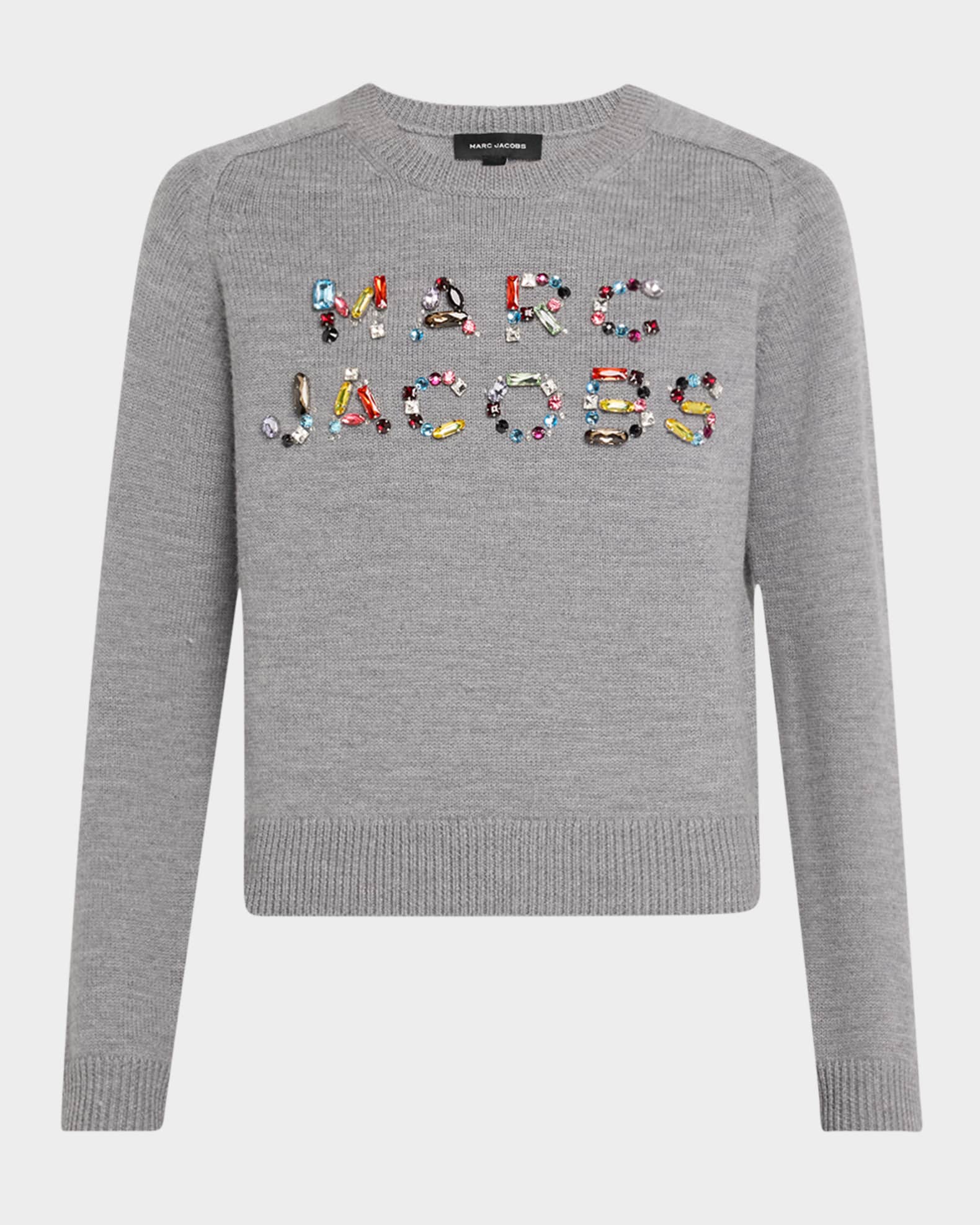 Marc Jacobs Gem Logo Knit Crewneck Sweater | Neiman Marcus